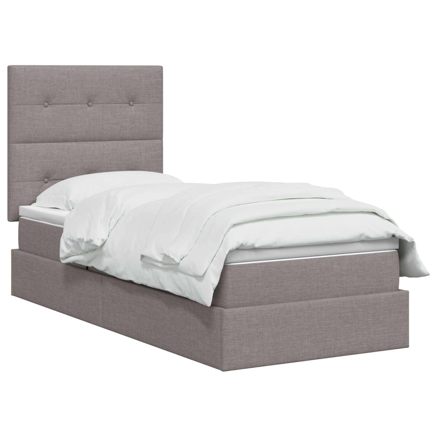 Opslag bed met matras met hoofdeinde Taupe 90 x 190 cm Stof is nu te koop bij PeponiXL, paradijselijk wonen!