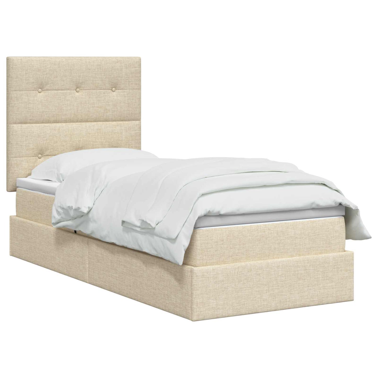 Opslag bed met matras met opslag Crèmekleurig 90 x 190 cm Stof is nu te koop bij PeponiXL, paradijselijk wonen!