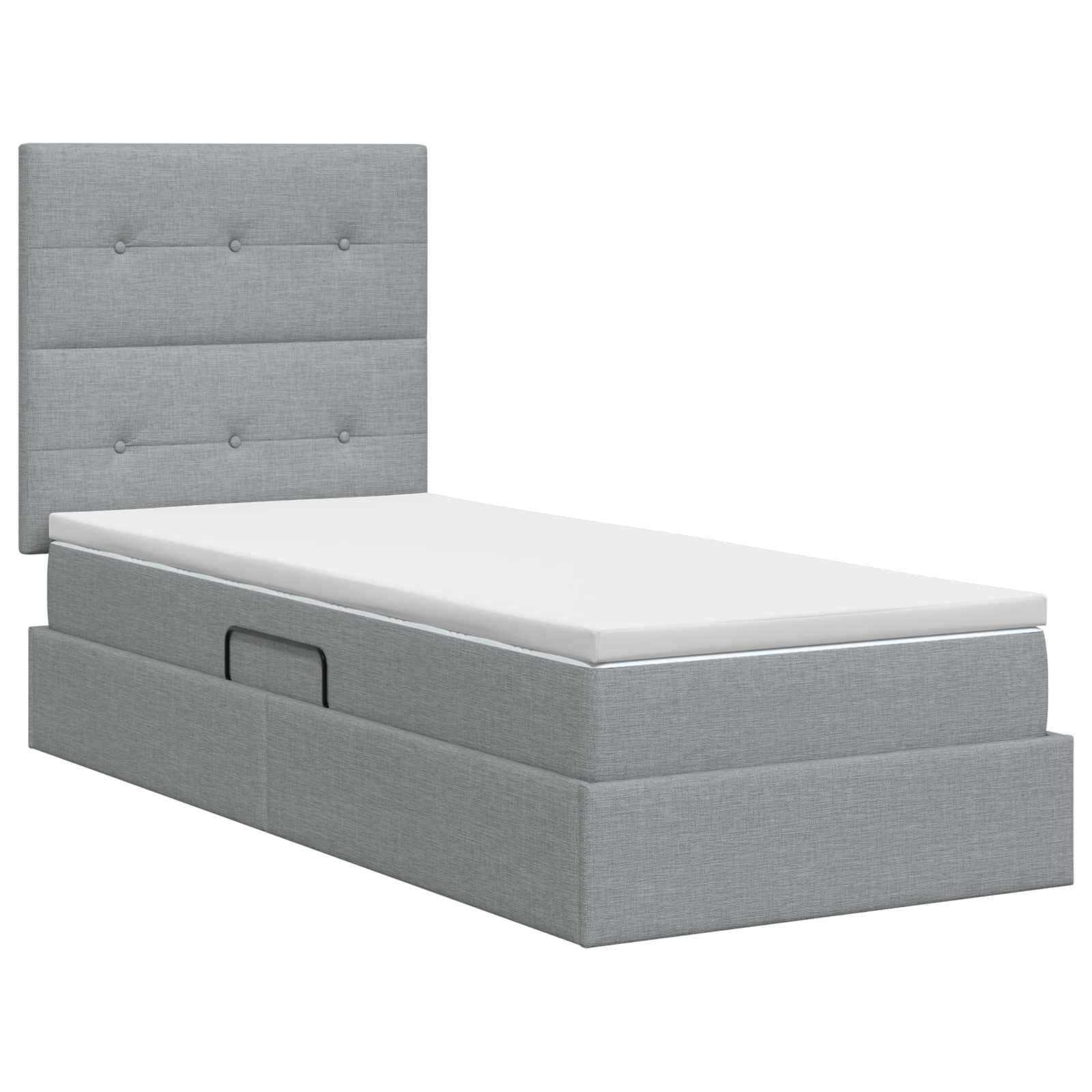 Opslag bed met matras met opslag Lichtgrijs 90 x 200 cm Stof is nu te koop bij PeponiXL, paradijselijk wonen!
