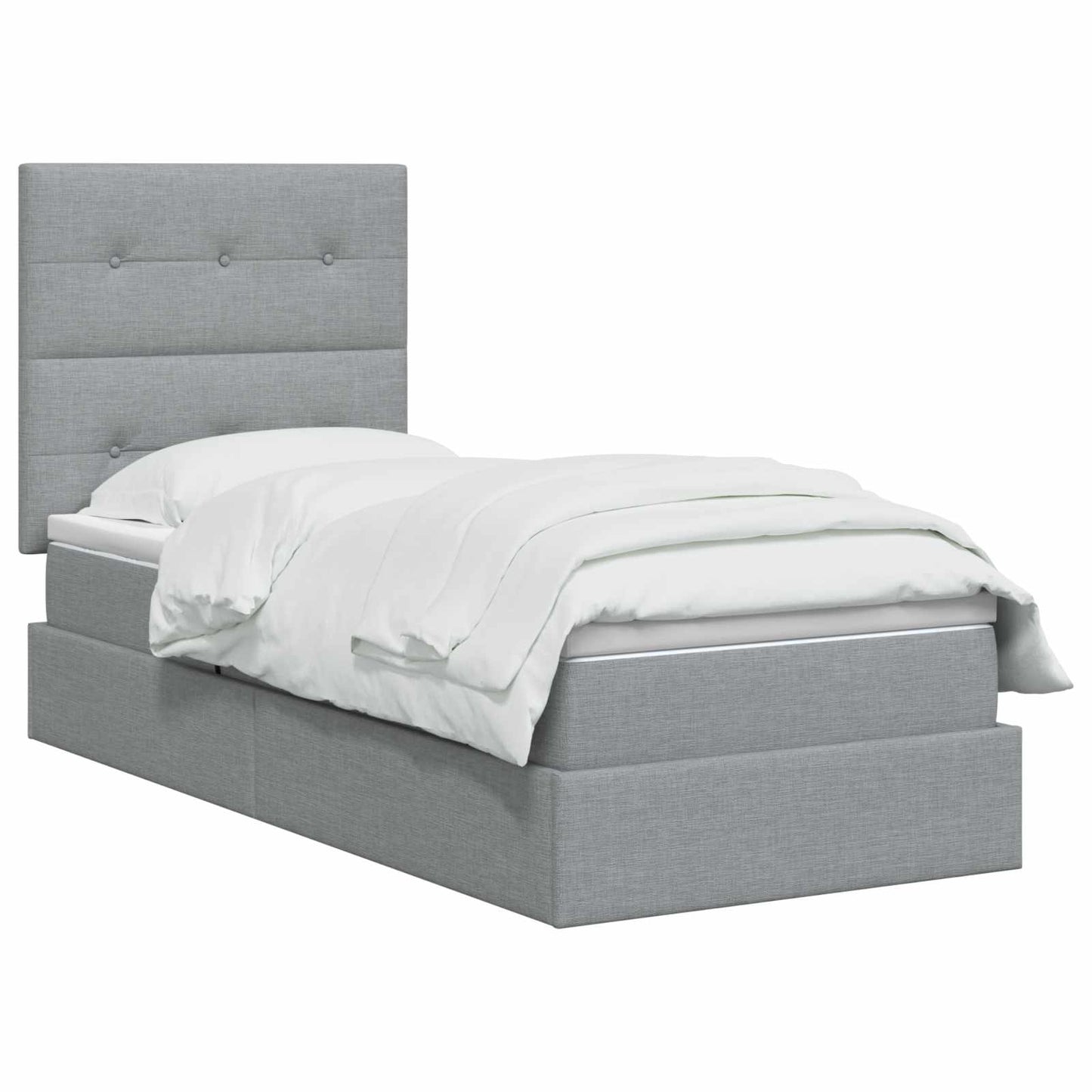 Opslag bed met matras met opslag Lichtgrijs 90 x 200 cm Stof is nu te koop bij PeponiXL, paradijselijk wonen!
