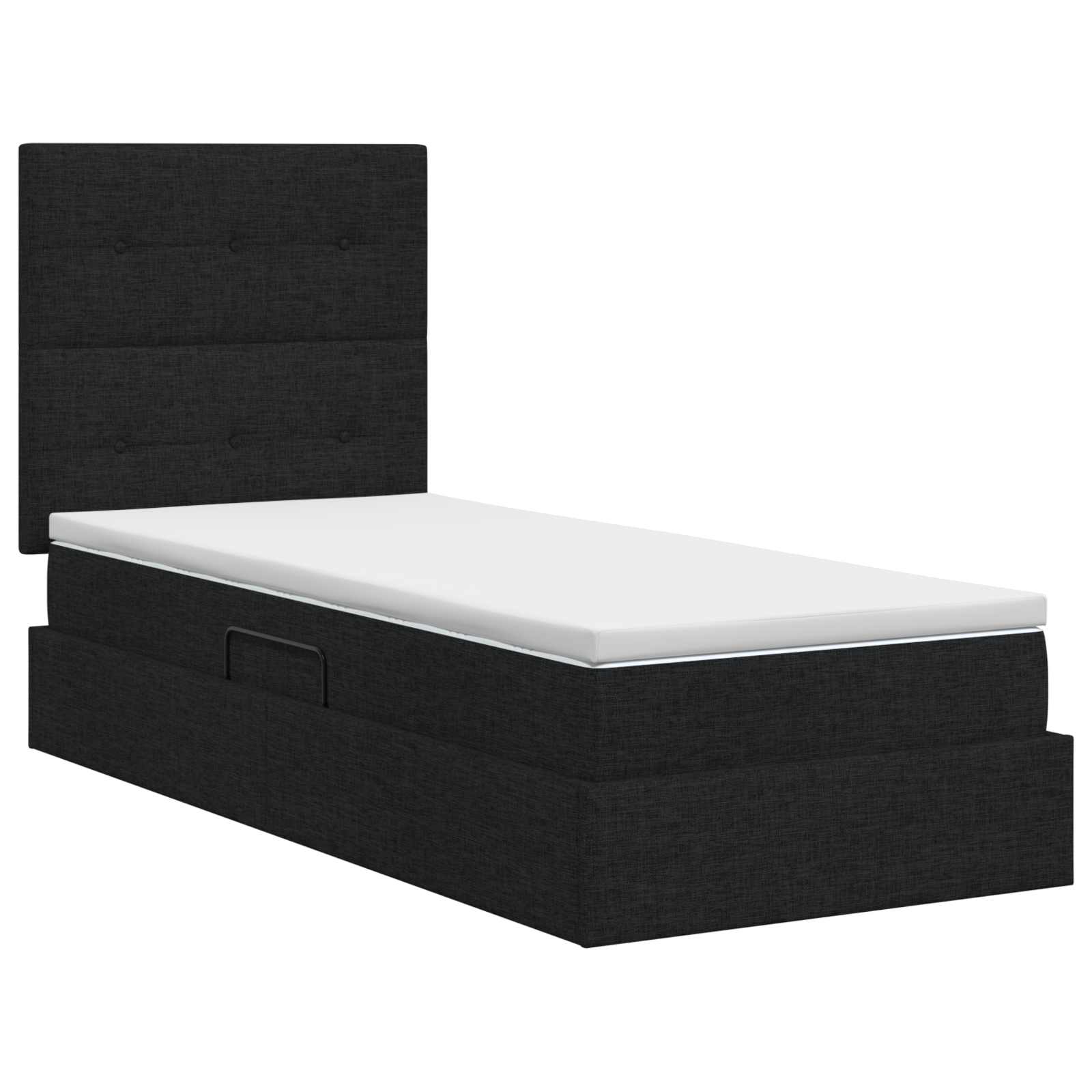 Opslag bed met matras met hoofdeinde Zwart 90 x 200 cm Stof is nu te koop bij PeponiXL, paradijselijk wonen!