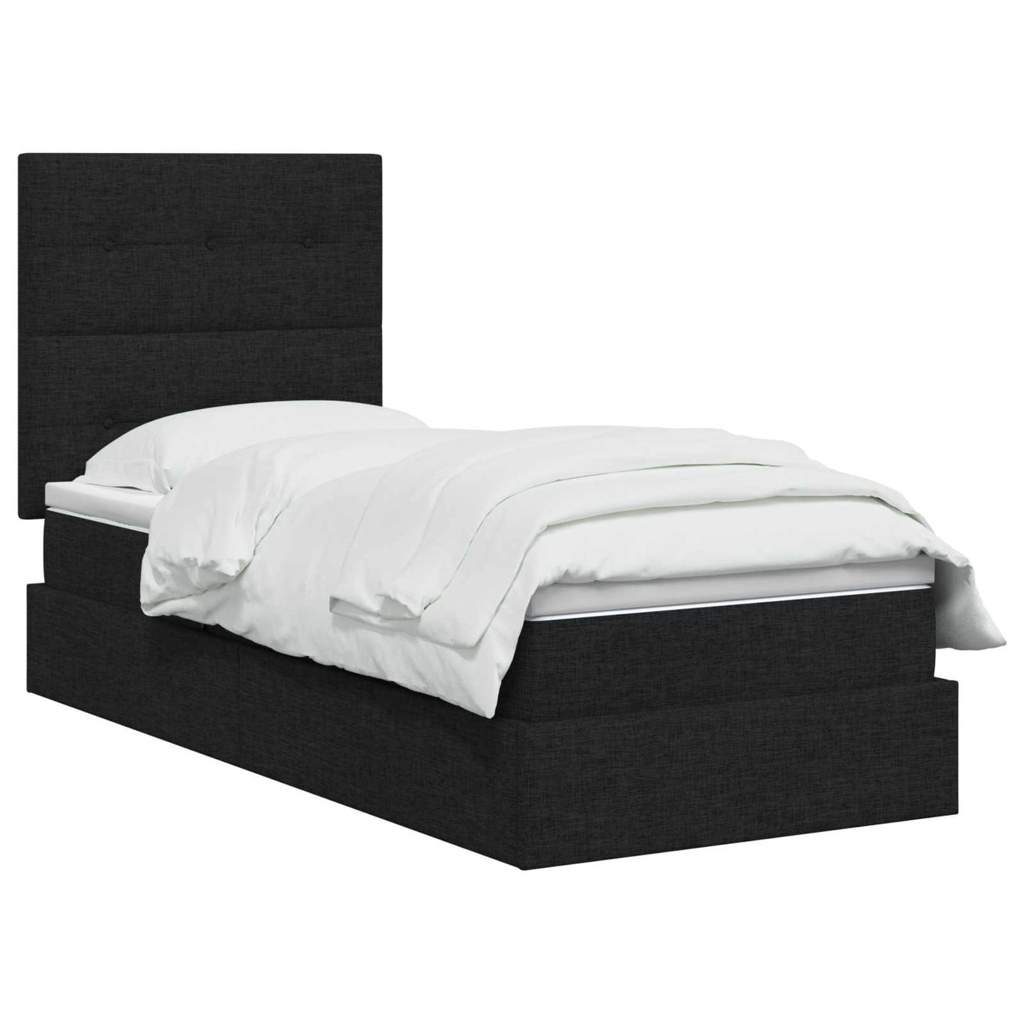 Opslag bed met matras met hoofdeinde Zwart 90 x 200 cm Stof is nu te koop bij PeponiXL, paradijselijk wonen!