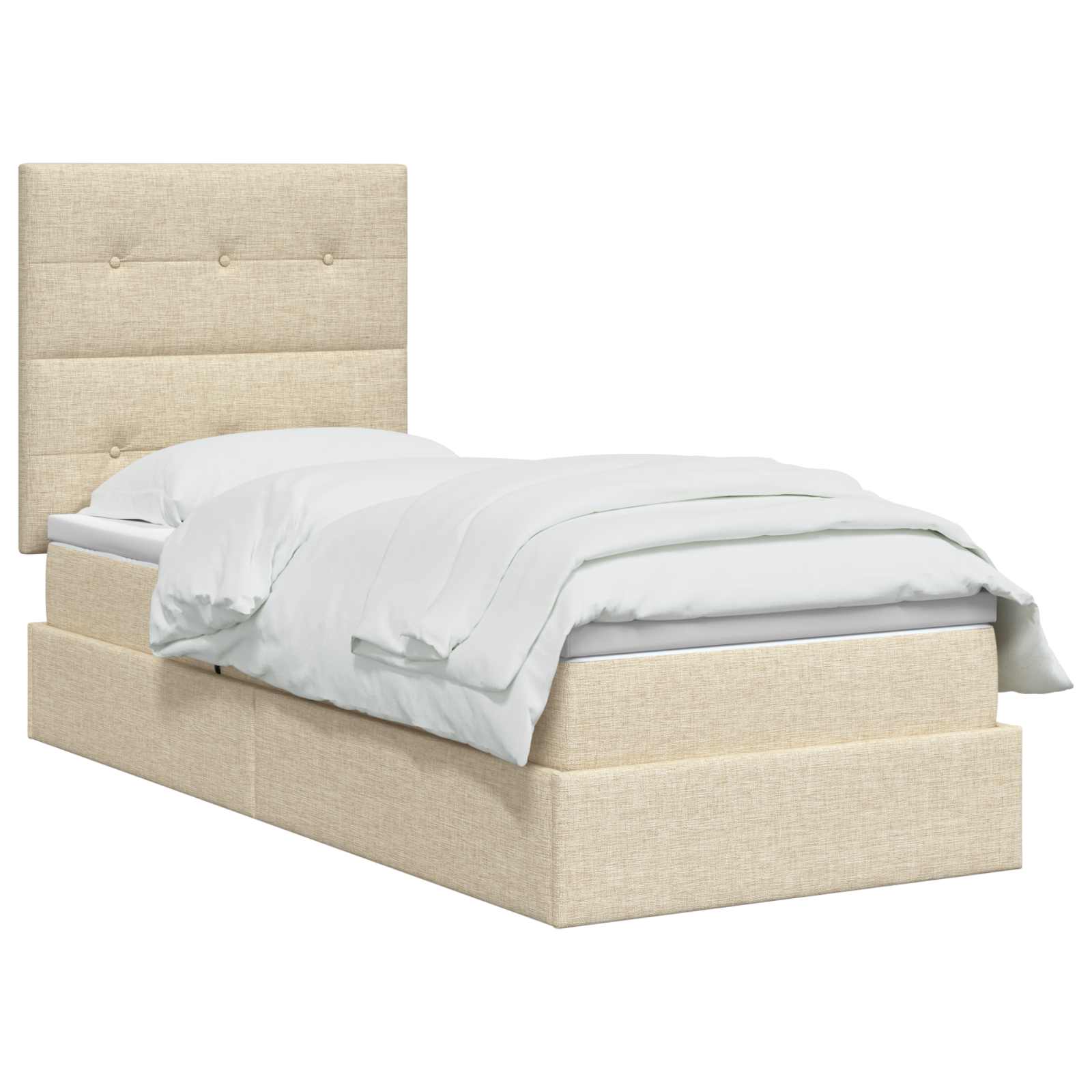 Opslag bed met matras met opslag Crèmekleurig 90 x 200 cm Stof is nu te koop bij PeponiXL, paradijselijk wonen!