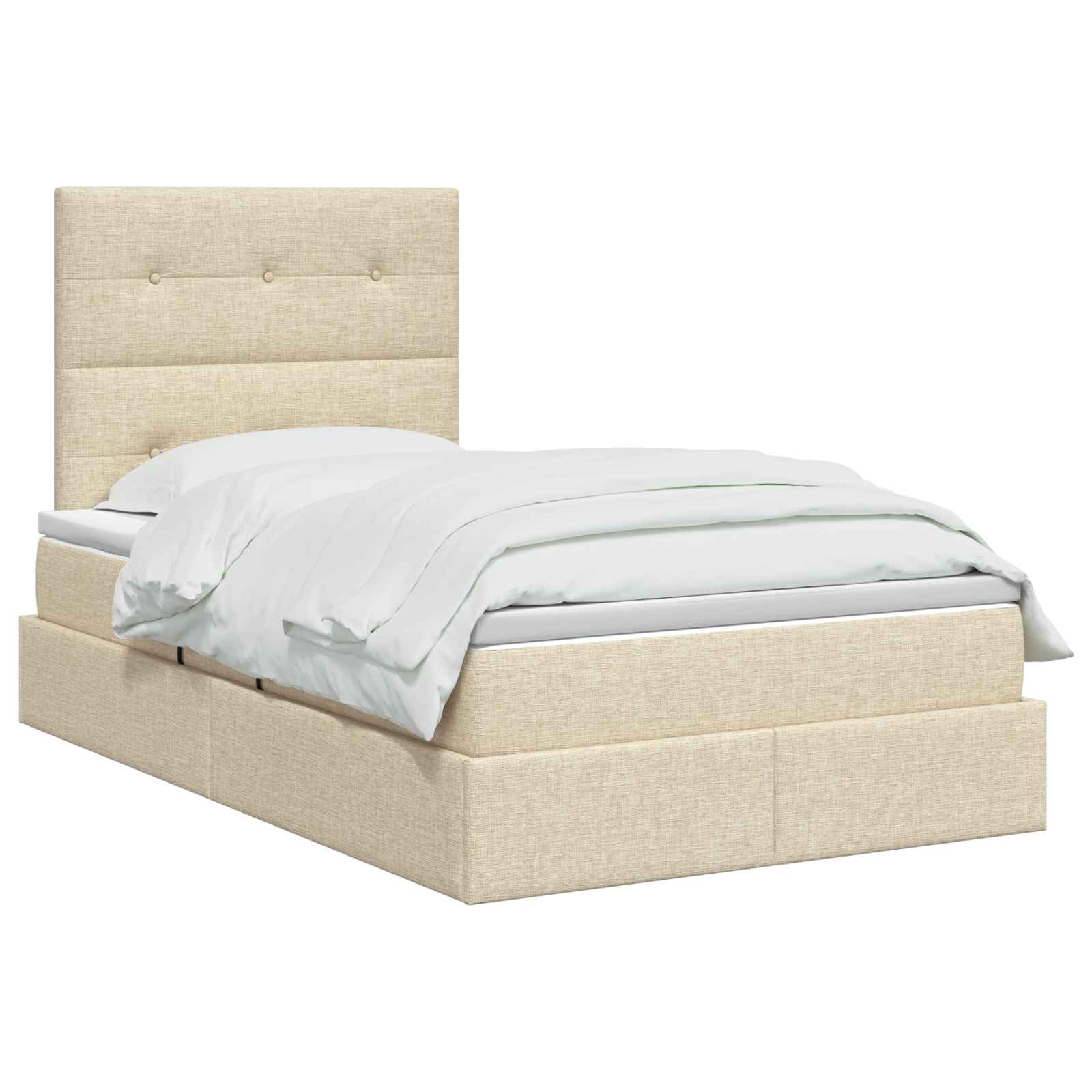 Opslag bed met matras met opslag Crèmekleurig 120 x 200 cm Stof is nu te koop bij PeponiXL, paradijselijk wonen!