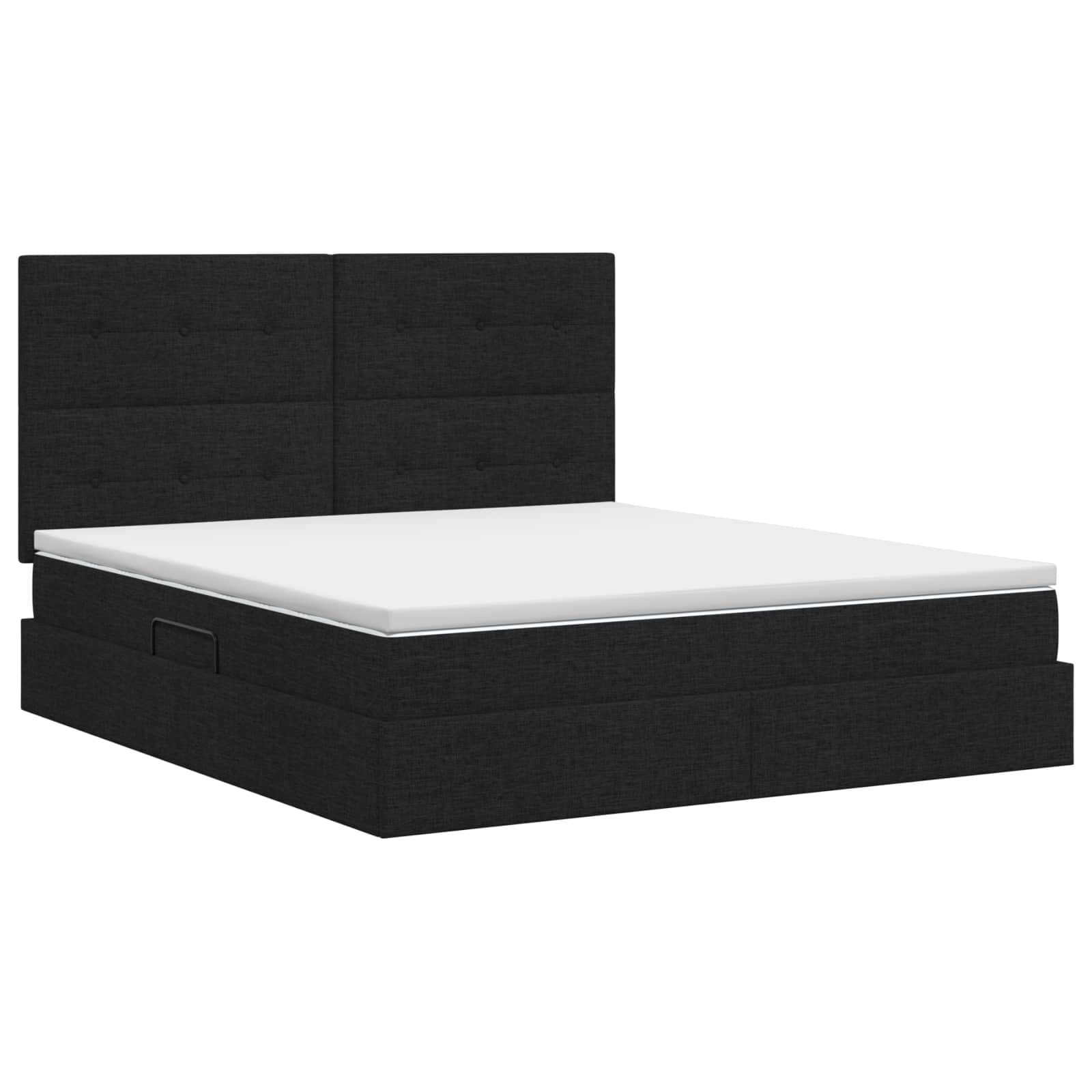 Opslag bed met matras met hoofdeinde Zwart 140 x 190 cm Stof is nu te koop bij PeponiXL, paradijselijk wonen!