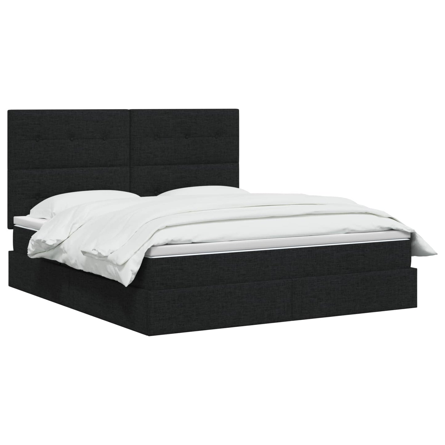 Opslag bed met matras met hoofdeinde Zwart 140 x 190 cm Stof is nu te koop bij PeponiXL, paradijselijk wonen!