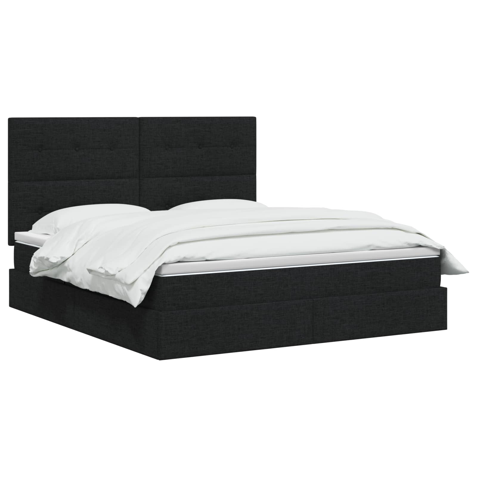 Opslag bed met matras met hoofdeinde Zwart 140 x 190 cm Stof is nu te koop bij PeponiXL, paradijselijk wonen!
