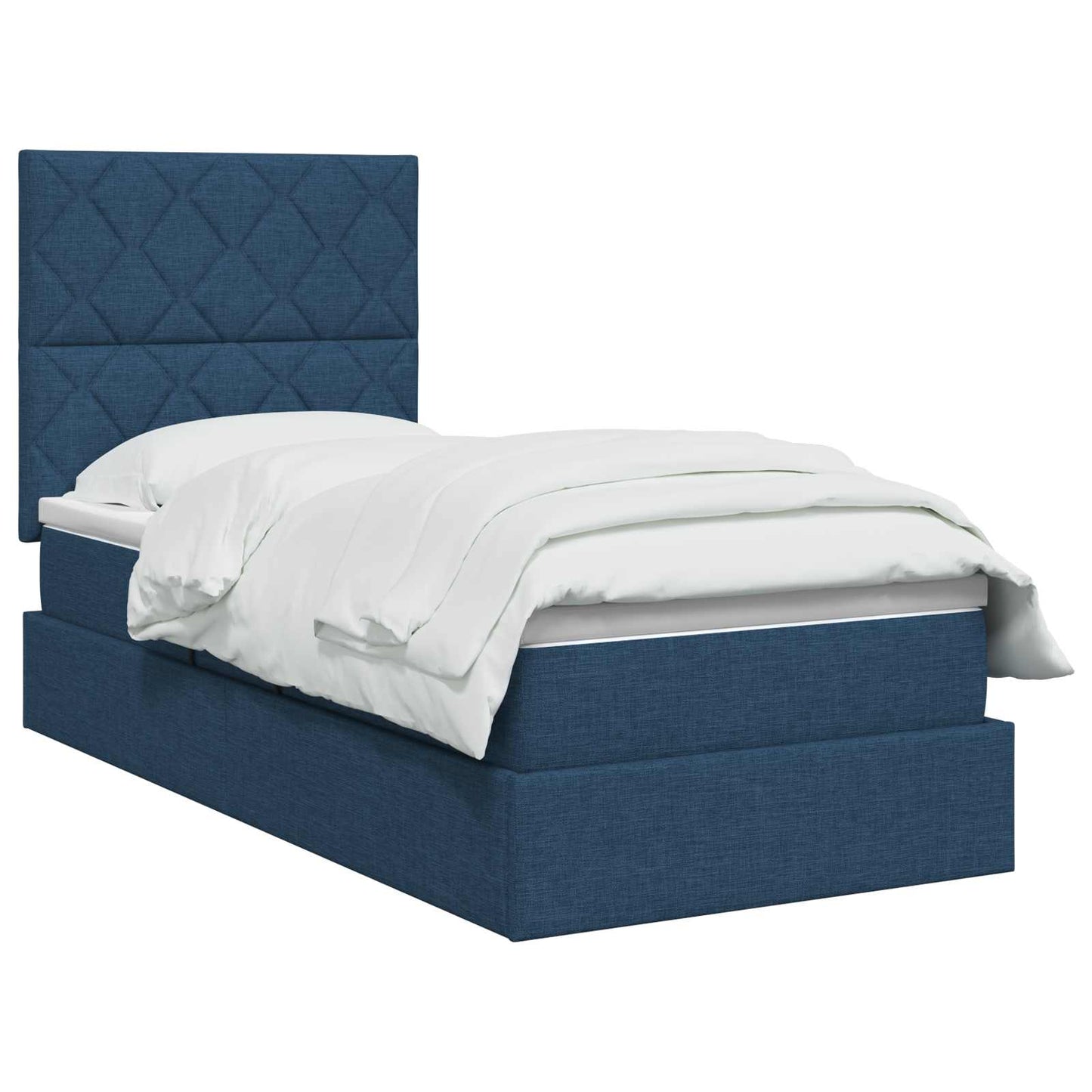 Opslag bed met matras met hoofdeinde Blauw 100 x 200 cm Stof is nu te koop bij PeponiXL, paradijselijk wonen!