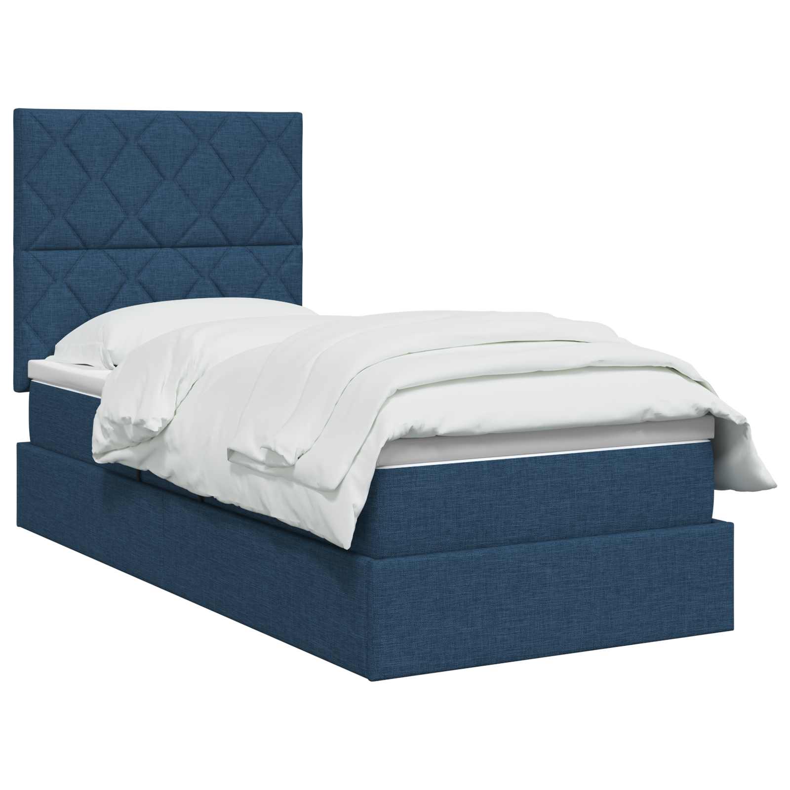Opslag bed met matras met hoofdeinde Blauw 100 x 200 cm Stof is nu te koop bij PeponiXL, paradijselijk wonen!