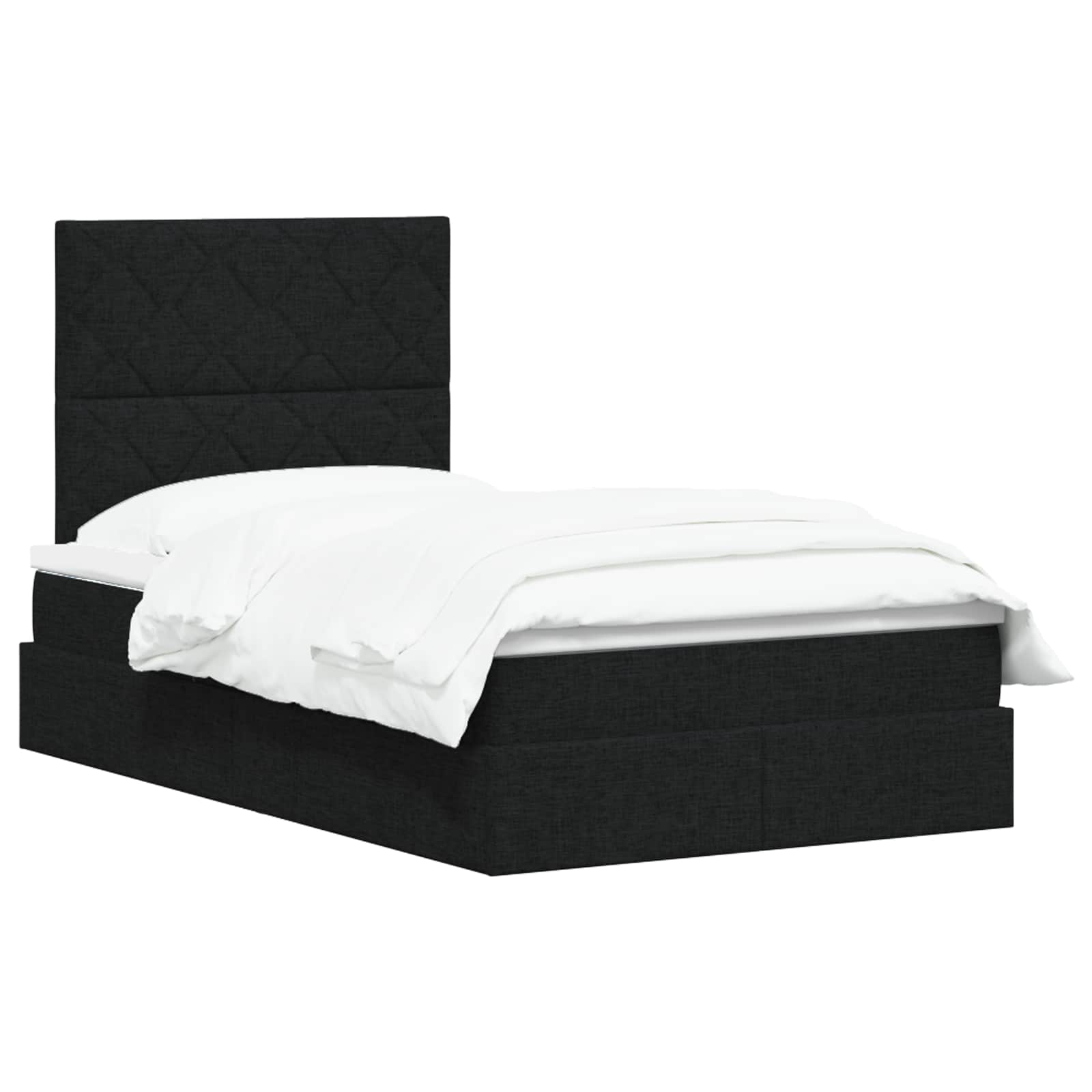 Opslag bed met matras met hoofdeinde Zwart 120 x 200 cm Stof is nu te koop bij PeponiXL, paradijselijk wonen!