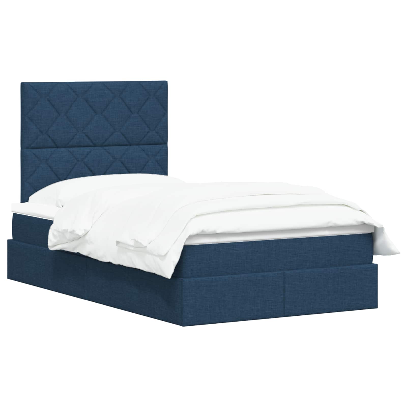 Opslag bed met matras met hoofdeinde Blauw 120 x 200 cm Stof is nu te koop bij PeponiXL, paradijselijk wonen!