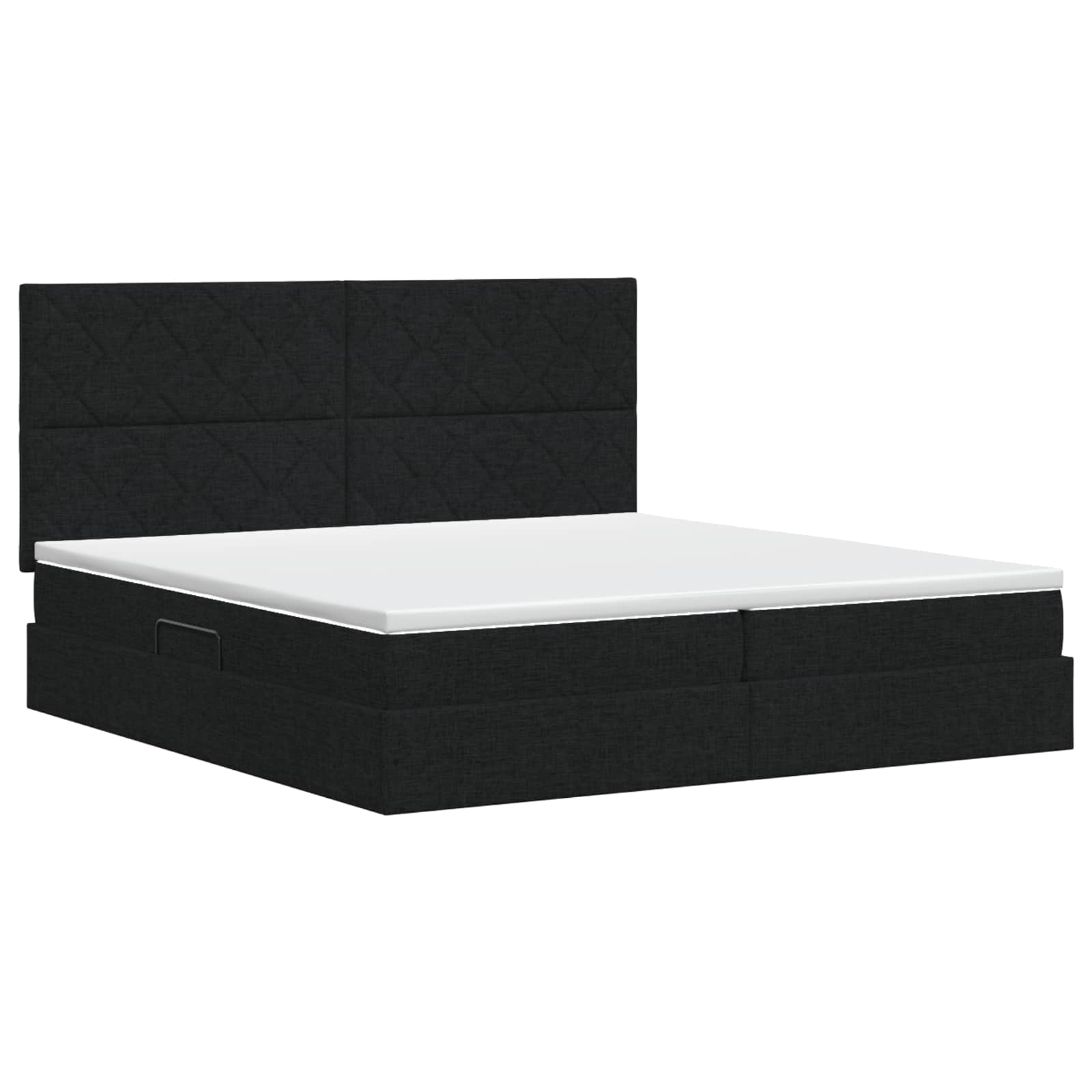 Opslag bed met matras met hoofdeinde Zwart 200 x 200 cm Stof is nu te koop bij PeponiXL, paradijselijk wonen!