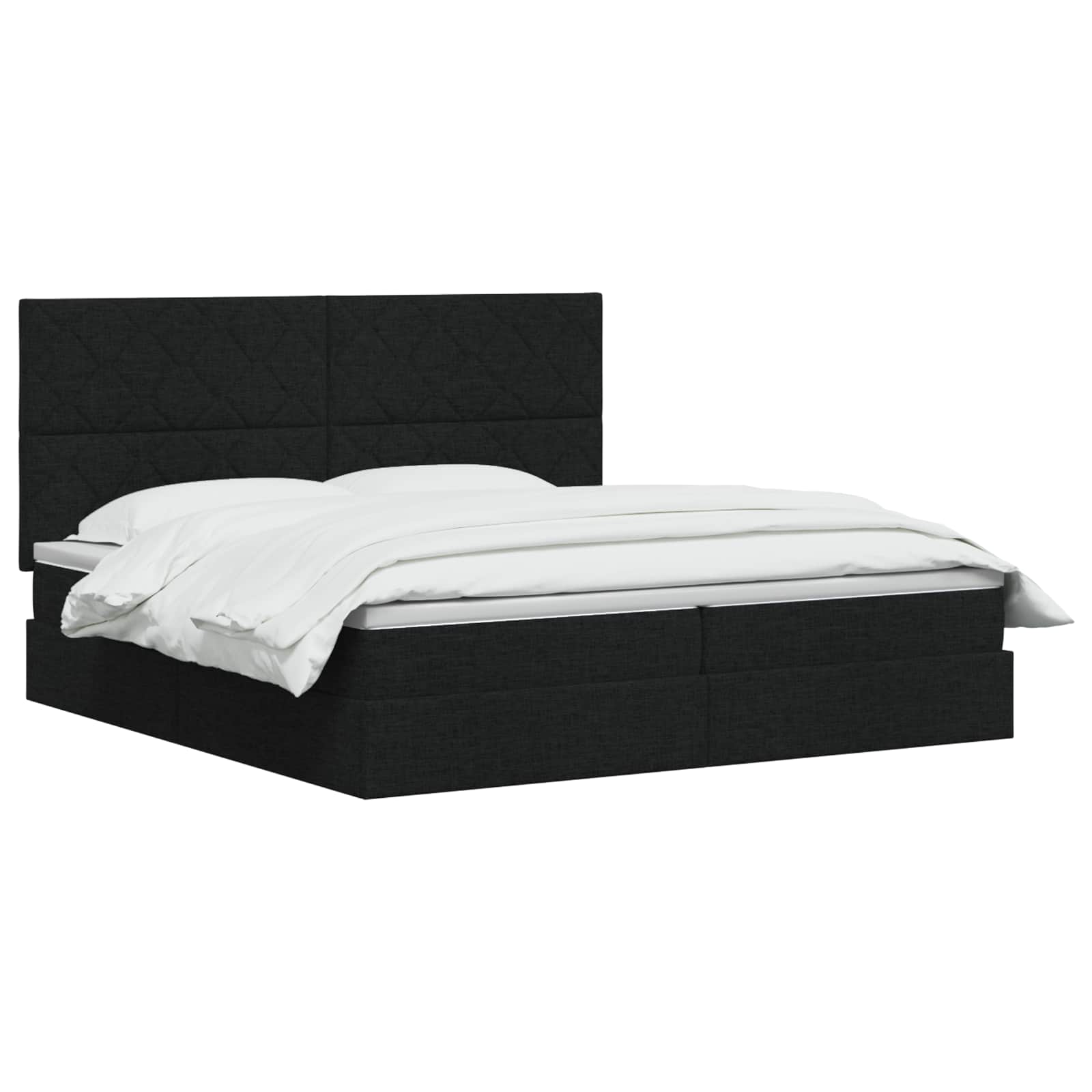 Opslag bed met matras met hoofdeinde Zwart 200 x 200 cm Stof is nu te koop bij PeponiXL, paradijselijk wonen!