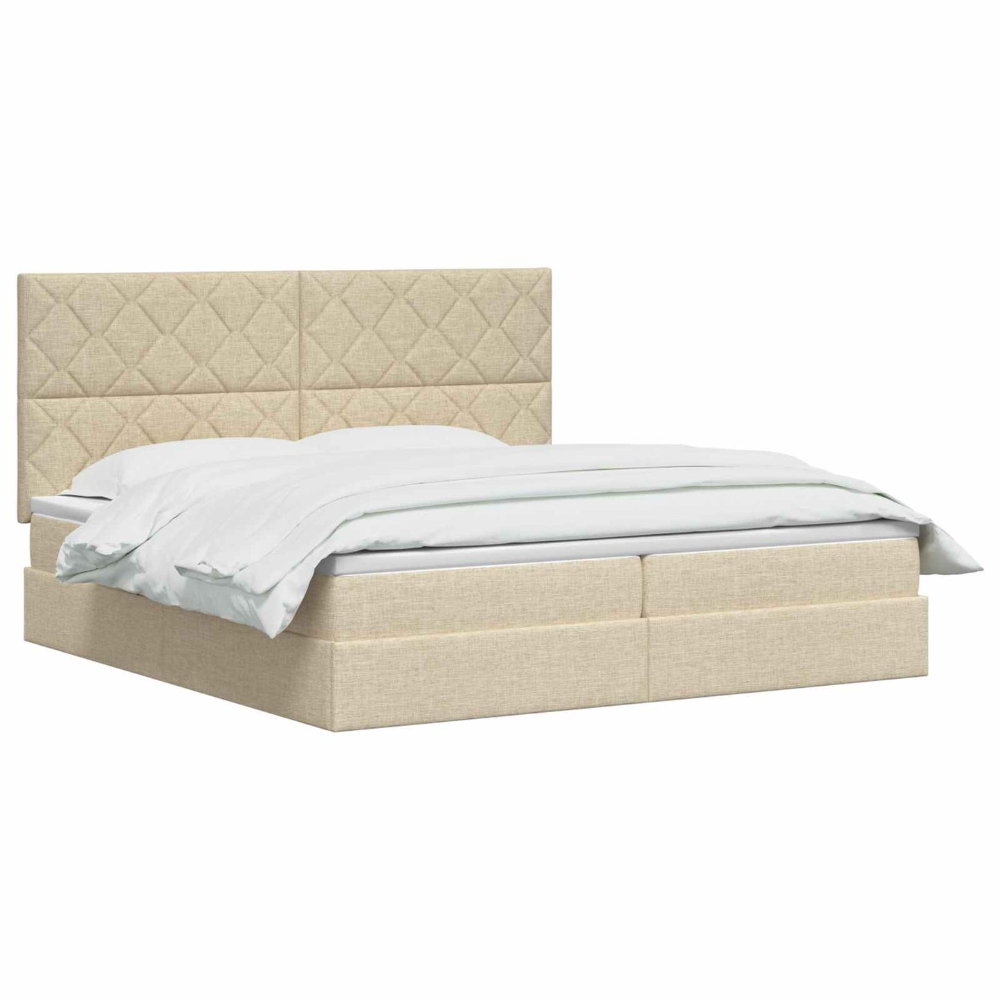 Opslag bed met matras met opslag Crèmekleurig 200 x 200 cm Stof is nu te koop bij PeponiXL, paradijselijk wonen!