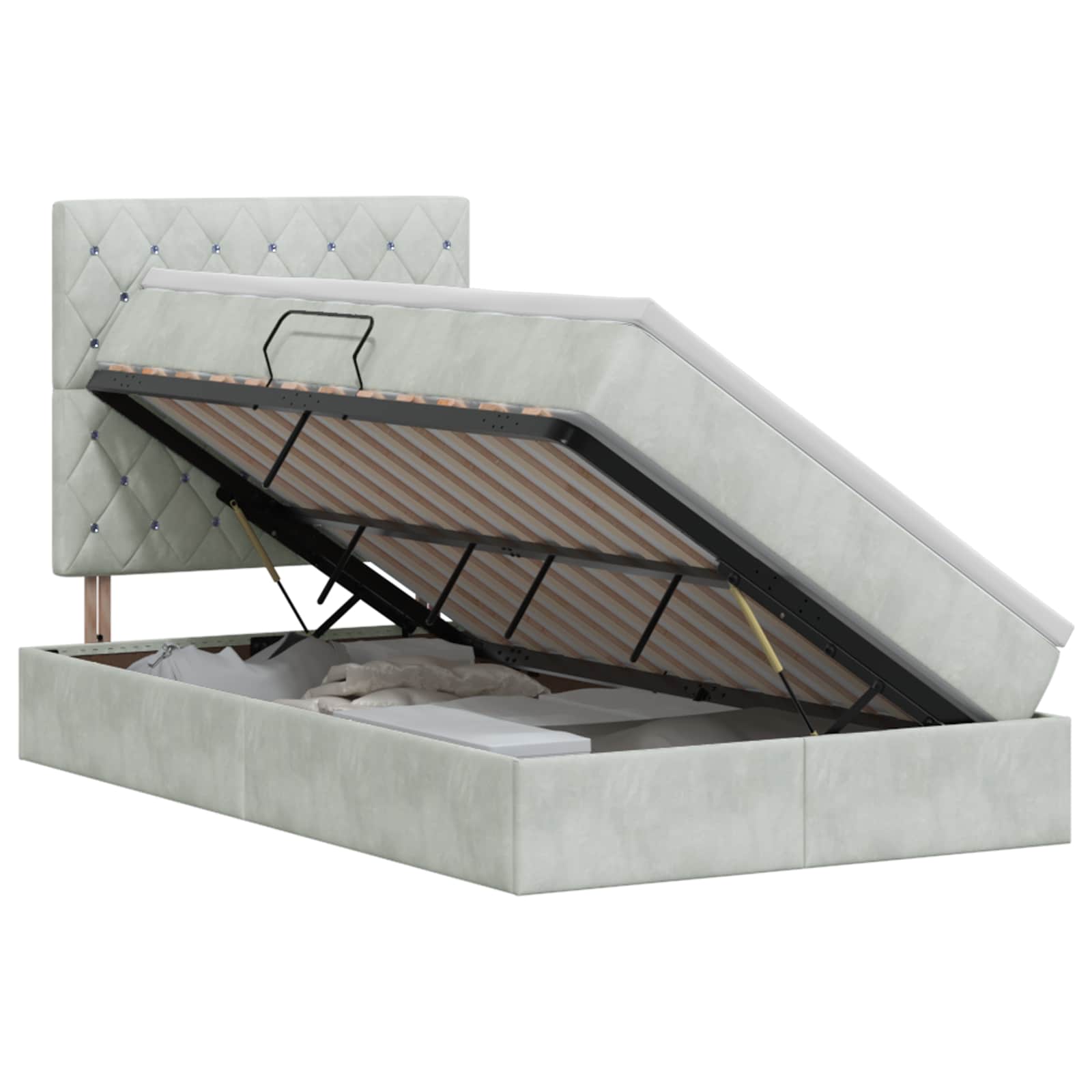 Opslag bed met matras Lichtgrijs 120 x 190 cm Fluweel is nu te koop bij PeponiXL, paradijselijk wonen!