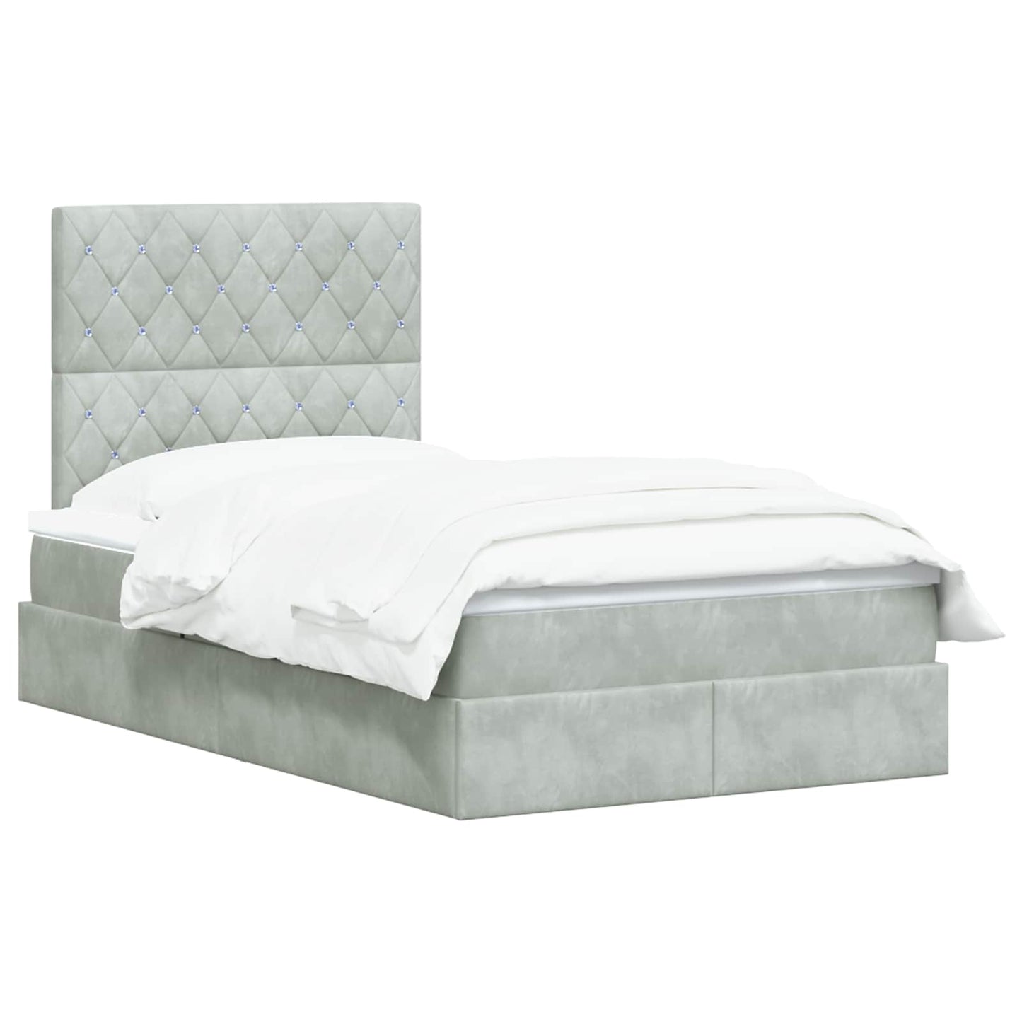 Opslag bed met matras Lichtgrijs 120 x 190 cm Fluweel is nu te koop bij PeponiXL, paradijselijk wonen!