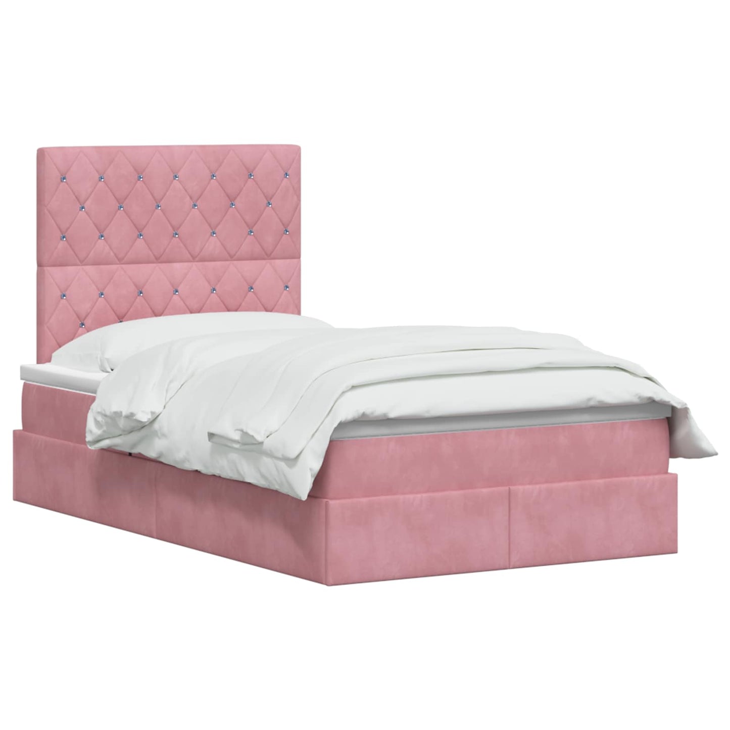 Opslag bed met matras met hoofdeinde Roze 120 x 190 cm Fluweel is nu te koop bij PeponiXL, paradijselijk wonen!