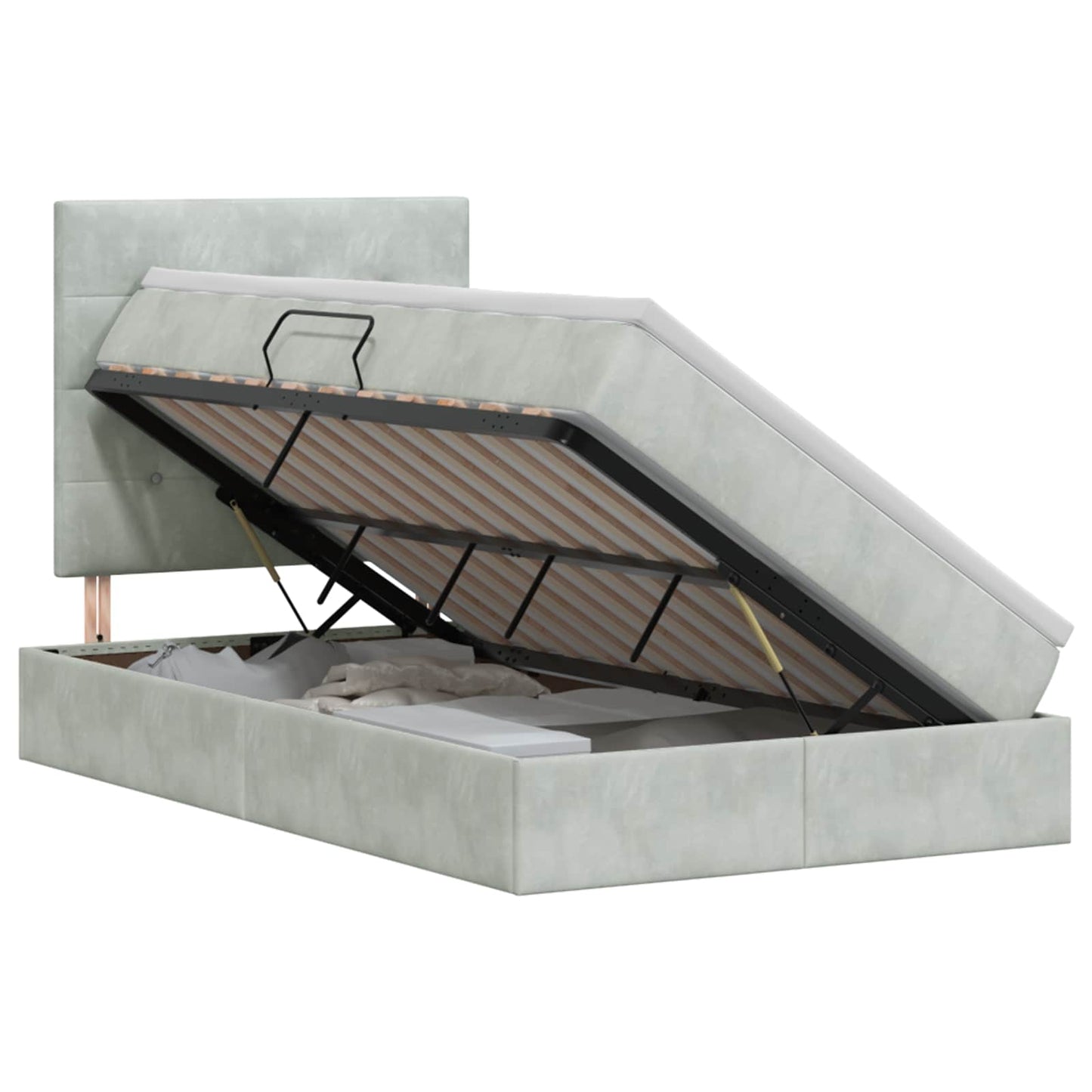 Opslag bed met matras Lichtgrijs 120 x 190 cm Fluweel is nu te koop bij PeponiXL, paradijselijk wonen!