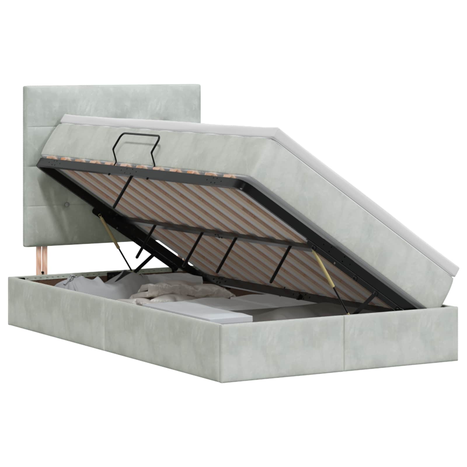 Opslag bed met matras Lichtgrijs 120 x 190 cm Fluweel is nu te koop bij PeponiXL, paradijselijk wonen!