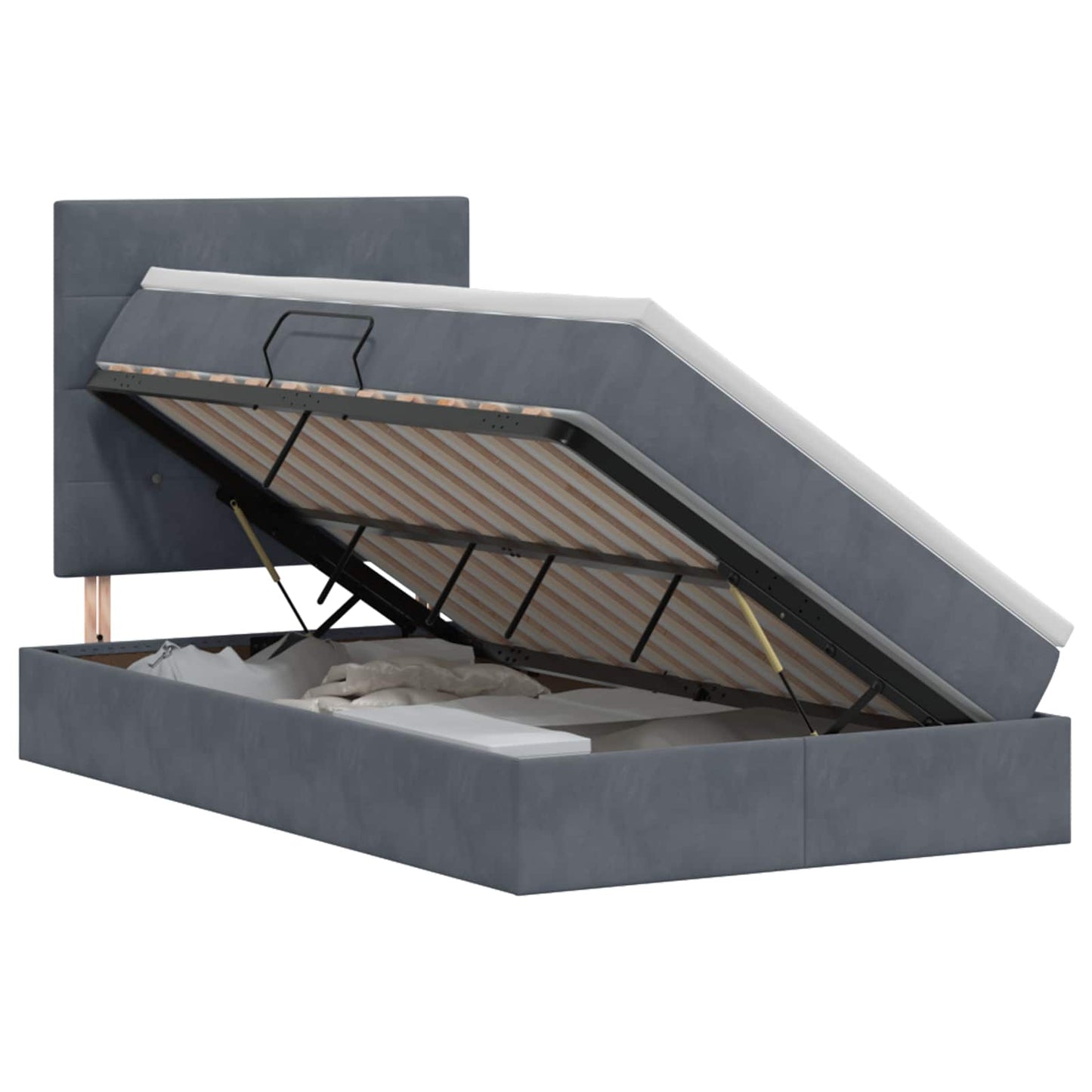 Opslag bed met matras Donkergrijs 120 x 190 cm Fluweel is nu te koop bij PeponiXL, paradijselijk wonen!
