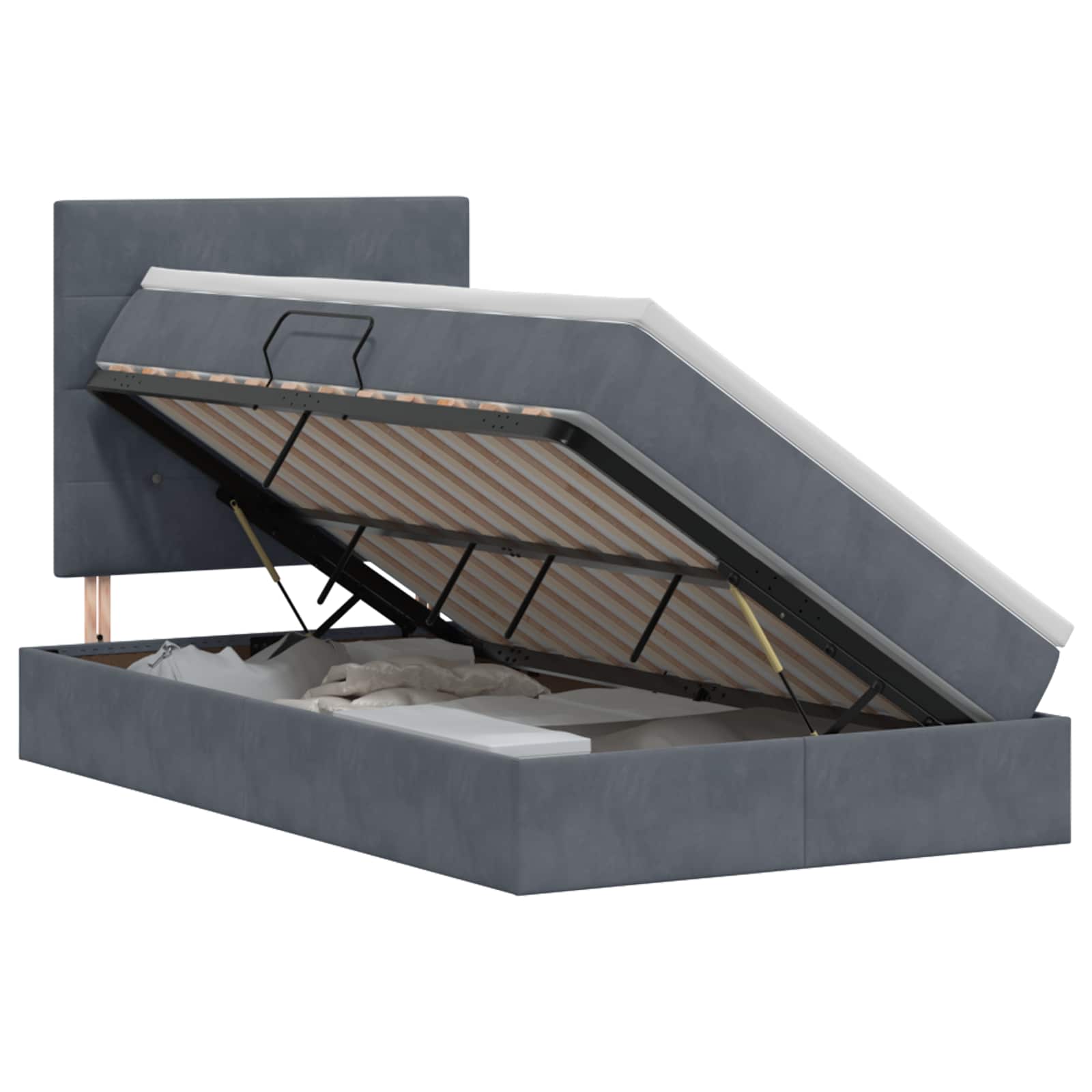 Opslag bed met matras Donkergrijs 120 x 190 cm Fluweel is nu te koop bij PeponiXL, paradijselijk wonen!