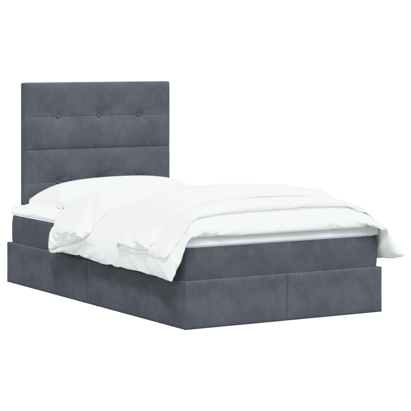 Opslag bed met matras Donkergrijs 120 x 190 cm Fluweel is nu te koop bij PeponiXL, paradijselijk wonen!