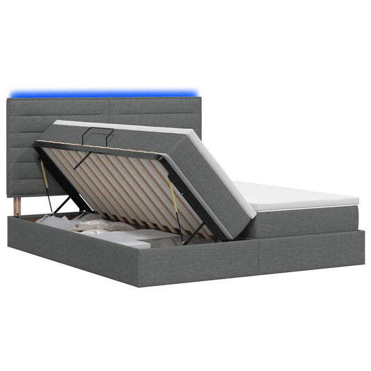 LED Opslagbed met Matras Donkergrijs 180 x 200 cm Stof is nu te koop bij PeponiXL, paradijselijk wonen!