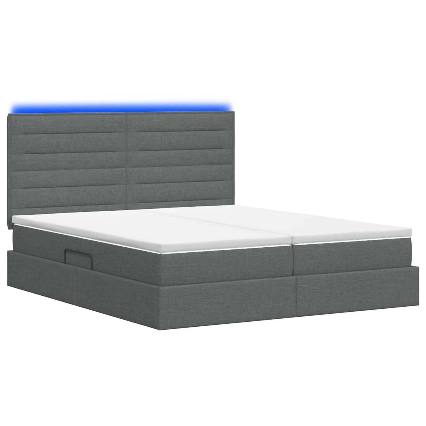 LED Opslagbed met Matras Donkergrijs 180 x 200 cm Stof
