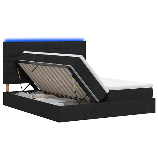 LED Opslagbed met Matras Zwart 180 x 200 cm Stof is nu te koop bij PeponiXL, paradijselijk wonen!