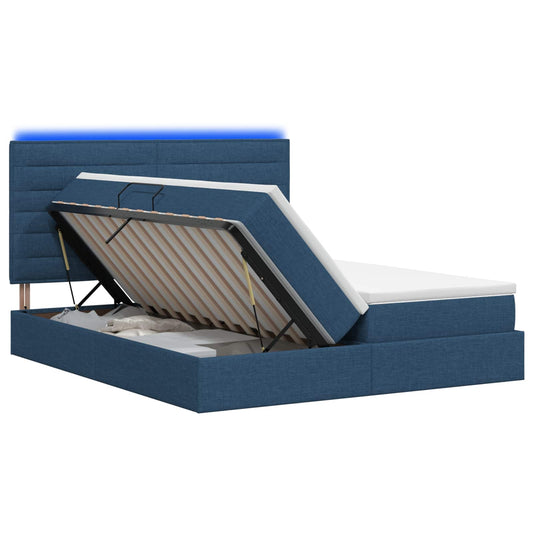 LED Opslagbed met Matras Blauw 180 x 200 cm Stof is nu te koop bij PeponiXL, paradijselijk wonen!