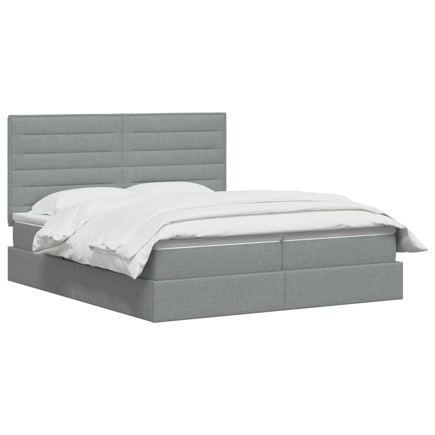LED Opslagbed met Matras Lichtgrijs 200 x 200 cm Stof