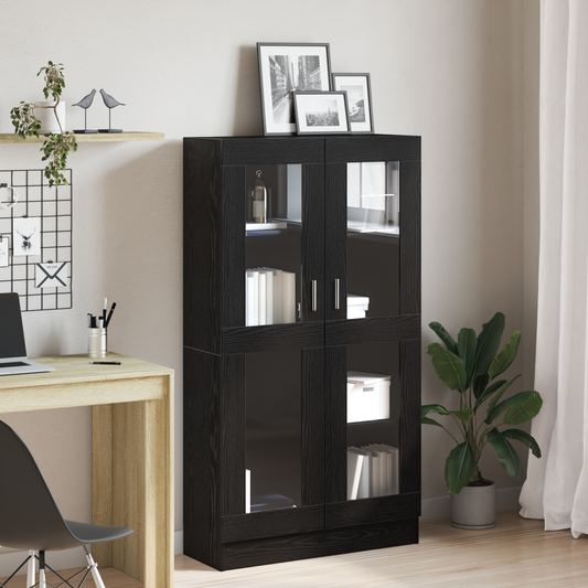 Boekenkast Zwart Eiken 82,5 x 30,5 x 150 cm Bewerkt hout is nu te koop bij PeponiXL, paradijselijk wonen!
