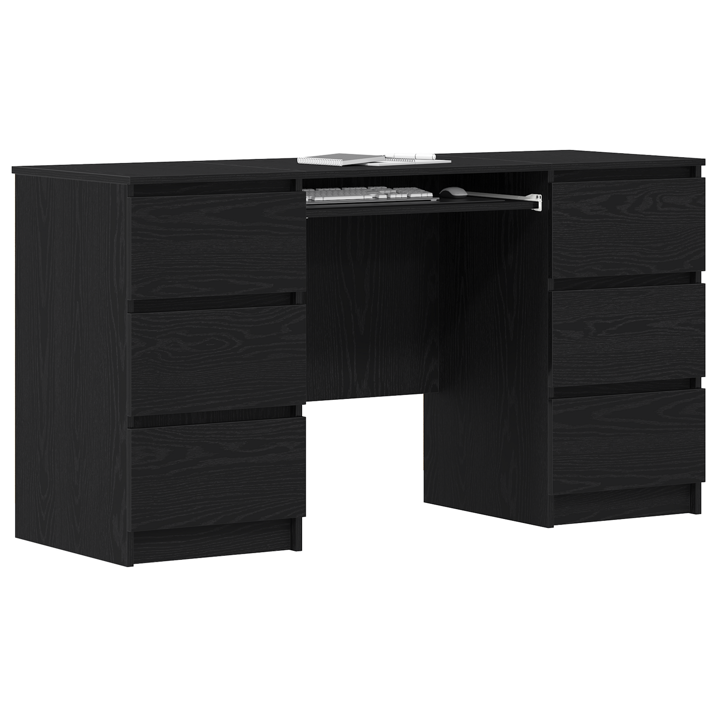 Bureau met lade Zwart Eiken 140 x 50 x 76 cm Bewerkt hout is nu te koop bij PeponiXL, paradijselijk wonen!