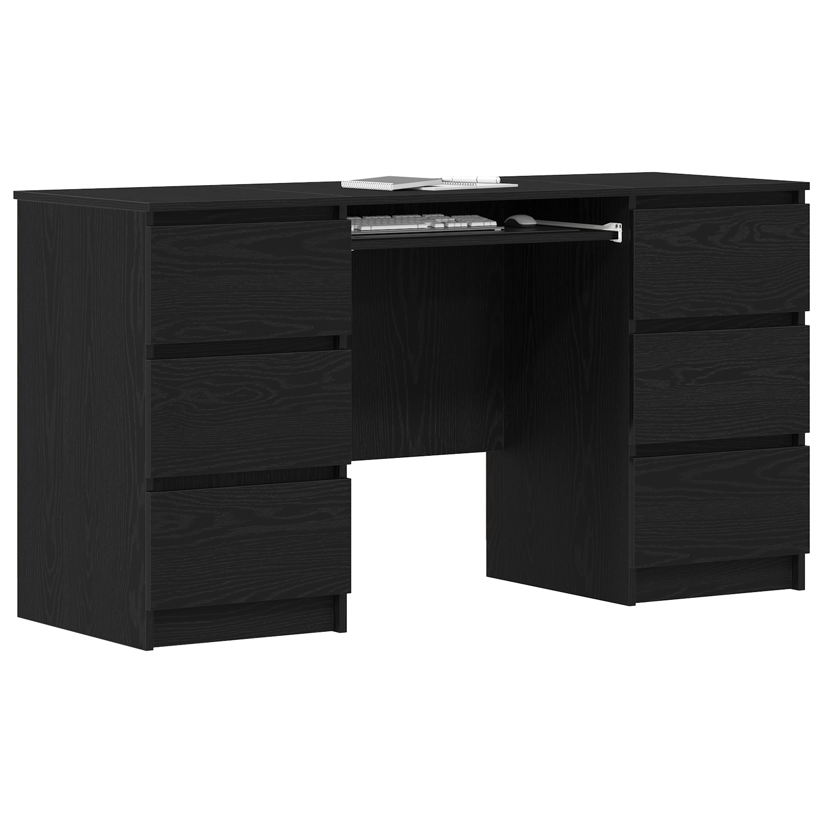 Bureau met lade Zwart Eiken 140 x 50 x 76 cm Bewerkt hout is nu te koop bij PeponiXL, paradijselijk wonen!