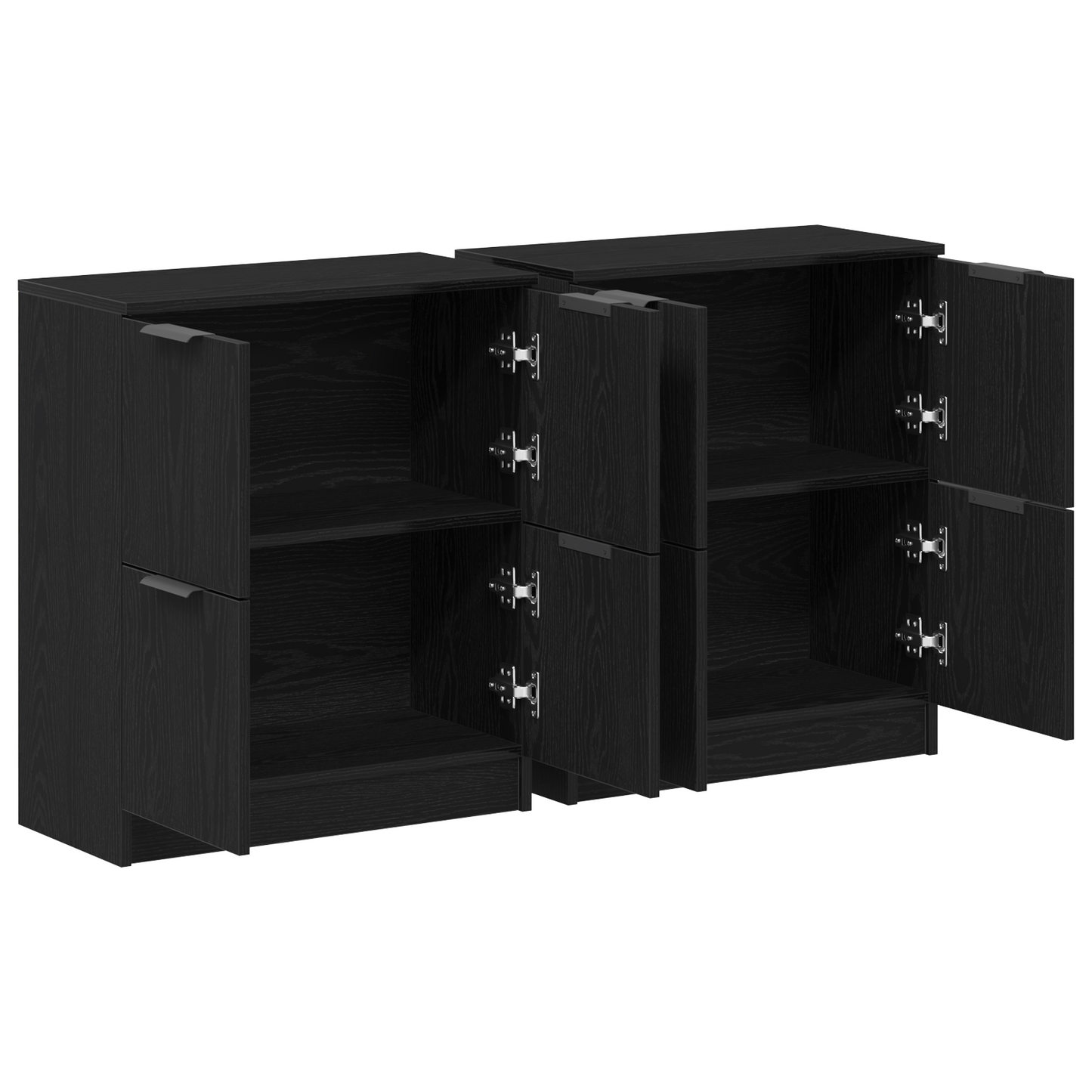 Dressoir 2 pcs Zwart Eiken 60 x 30 x 70 cm Bewerkt hout is nu te koop bij PeponiXL, paradijselijk wonen!