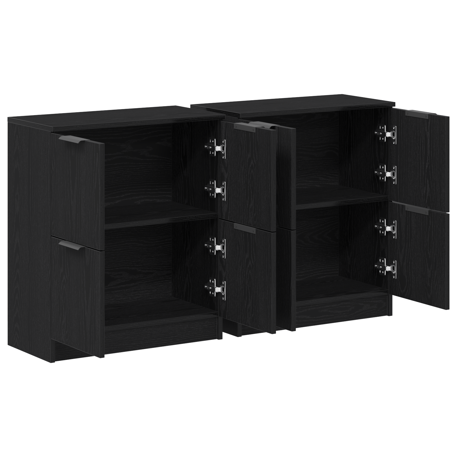 Dressoir 2 pcs Zwart Eiken 60 x 30 x 70 cm Bewerkt hout is nu te koop bij PeponiXL, paradijselijk wonen!