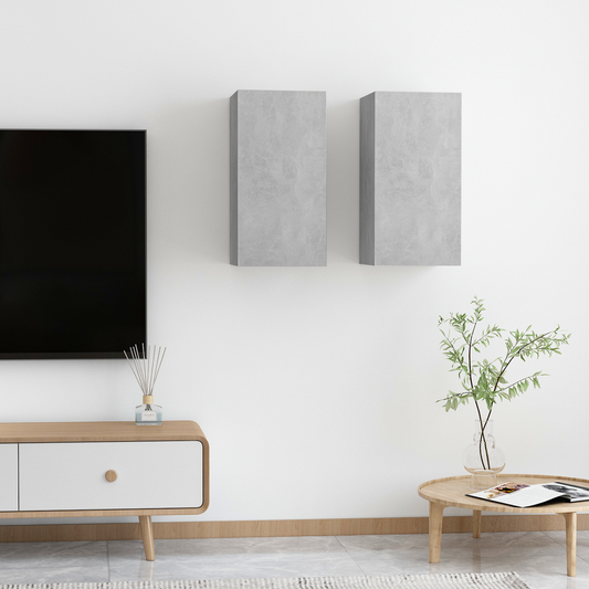 | Wand TV-kast | 2 pcs Betongrijs 30.5 x 30 x 60 cm Bewerkt hout is nu te koop bij PeponiXL, paradijselijk wonen!