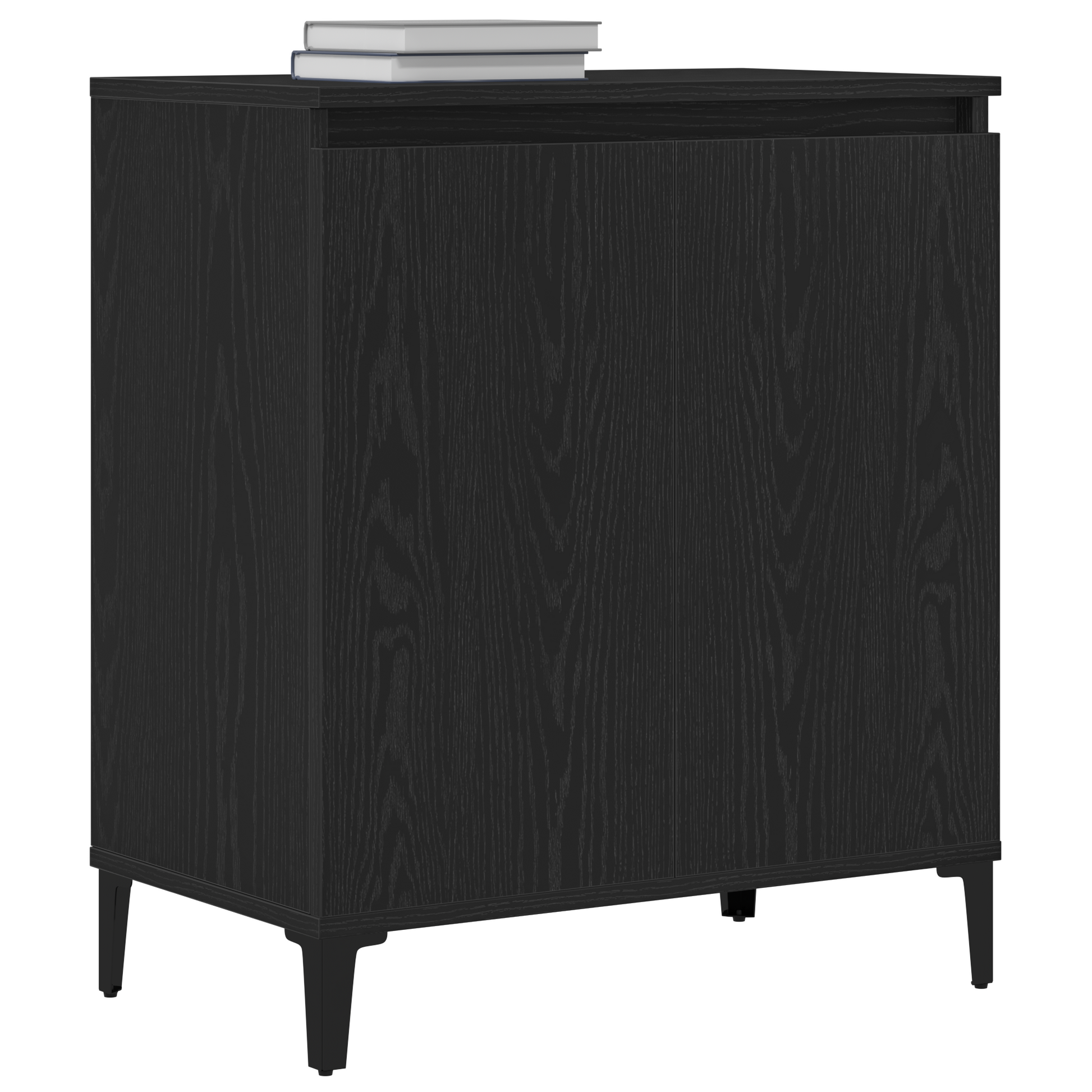 Dressoir Zwart Eiken 60 x 35 x 70 cm Bewerkt hout is nu te koop bij PeponiXL, paradijselijk wonen!