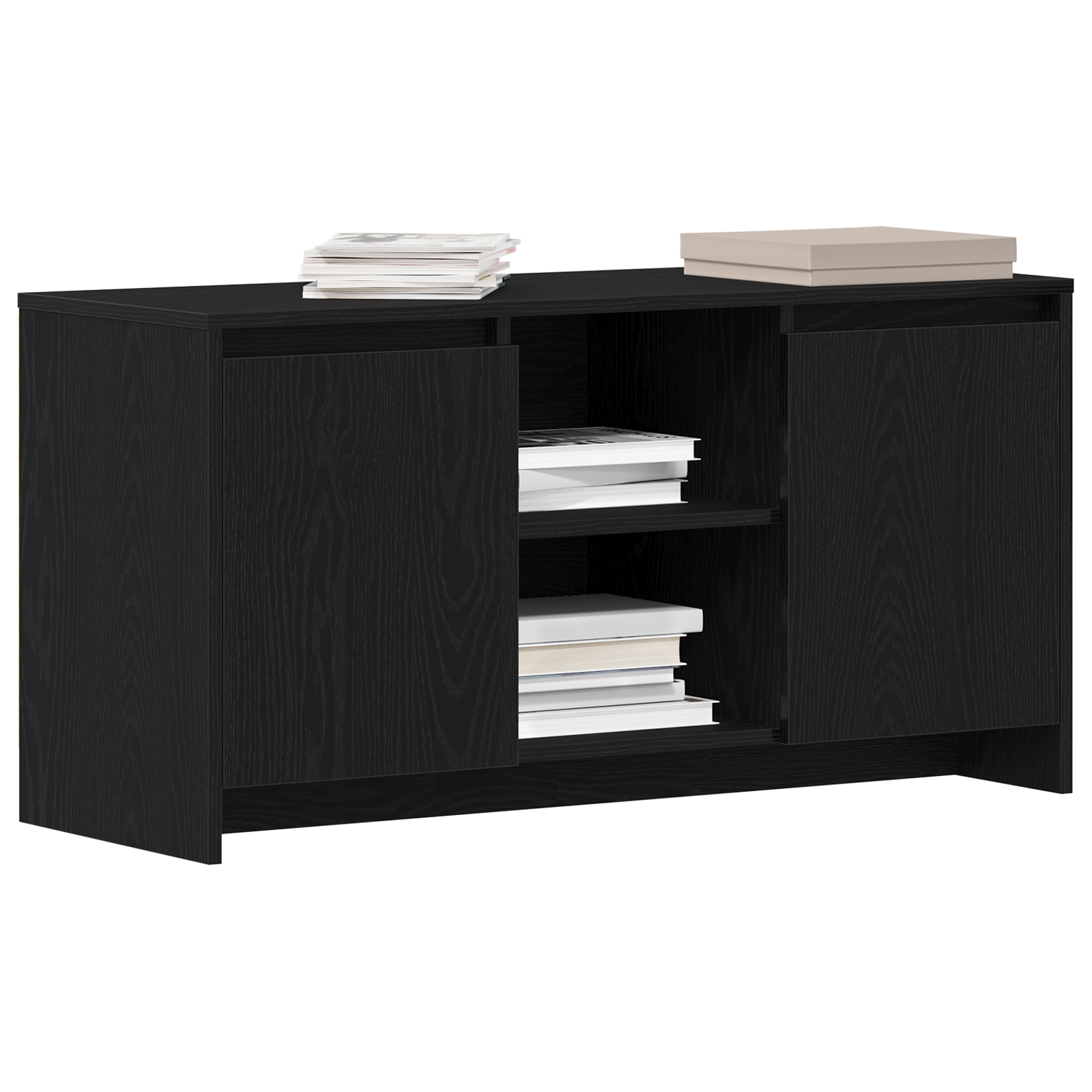 TV-kast Zwart Eiken 102 x 37,5 x 52,5 cm Bewerkt hout is nu te koop bij PeponiXL, paradijselijk wonen!
