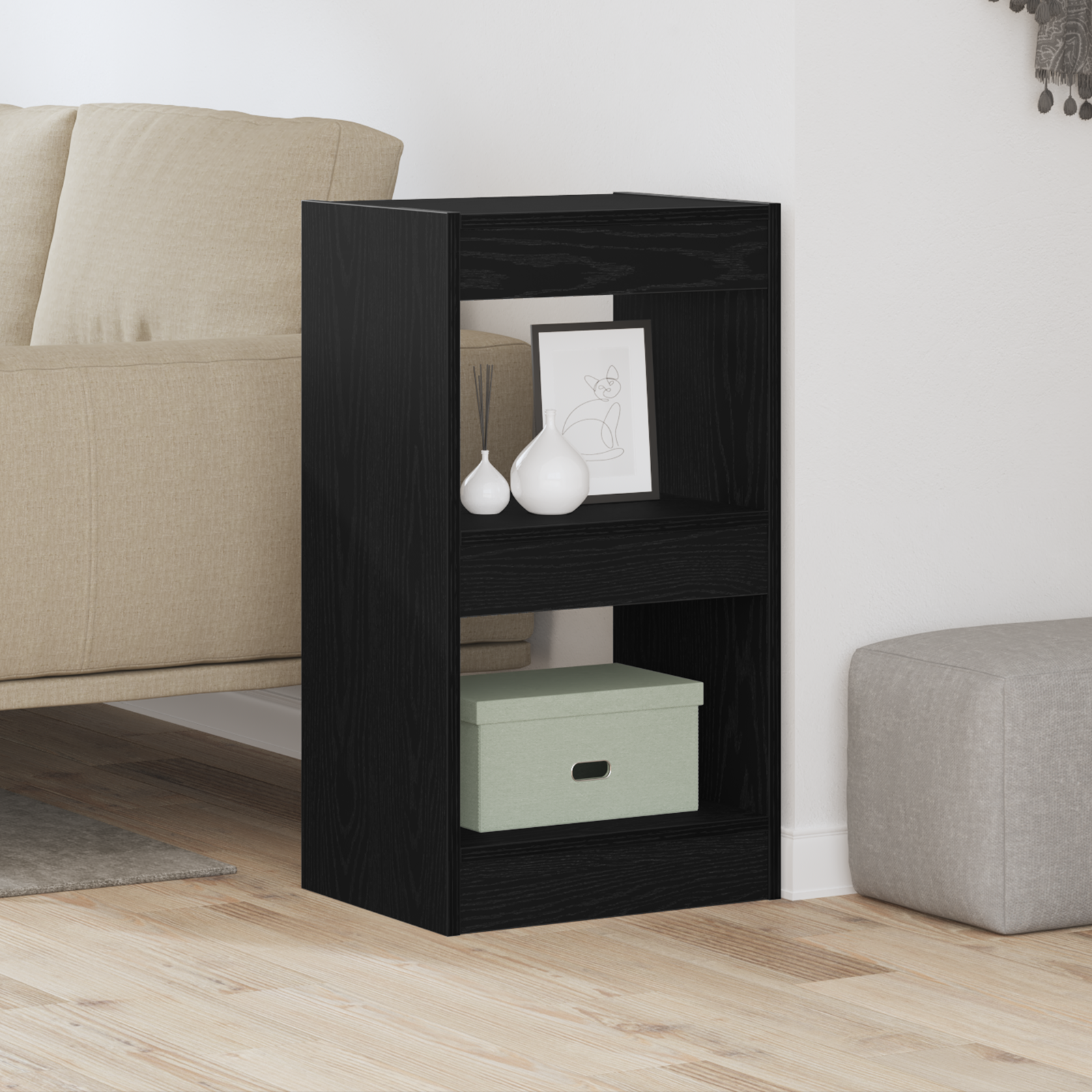 Boekenkast Zwart Eiken 40 x 30 x 71,5 cm Bewerkt hout is nu te koop bij PeponiXL, paradijselijk wonen!