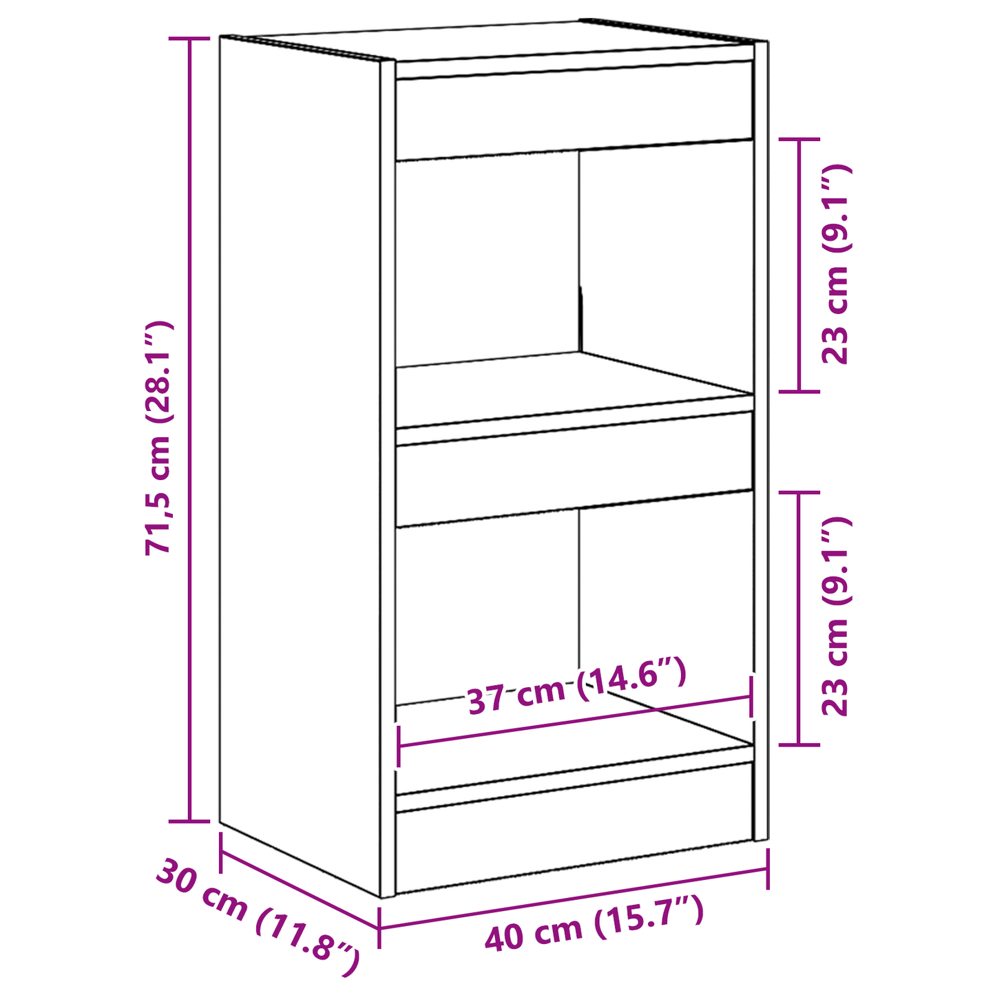 Boekenkast Zwart Eiken 40 x 30 x 71,5 cm Bewerkt hout is nu te koop bij PeponiXL, paradijselijk wonen!