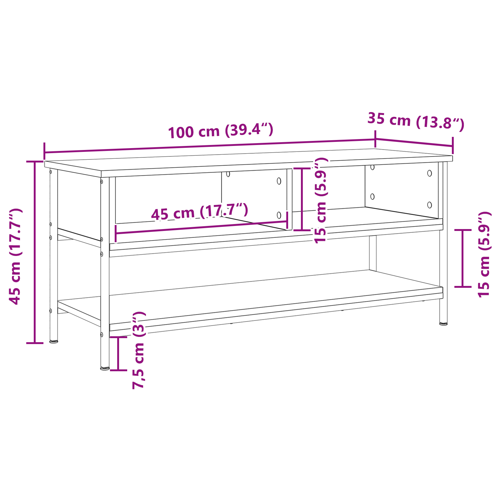 Tv-meubelset Zwart Eiken 100 x 35 x 45 cm Bewerkt hout is nu te koop bij PeponiXL, paradijselijk wonen!