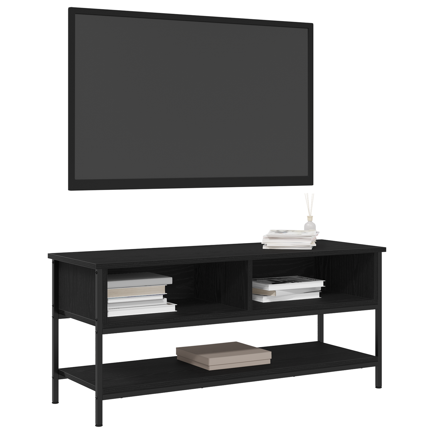 Tv-meubelset Zwart Eiken 100 x 35 x 45 cm Bewerkt hout is nu te koop bij PeponiXL, paradijselijk wonen!