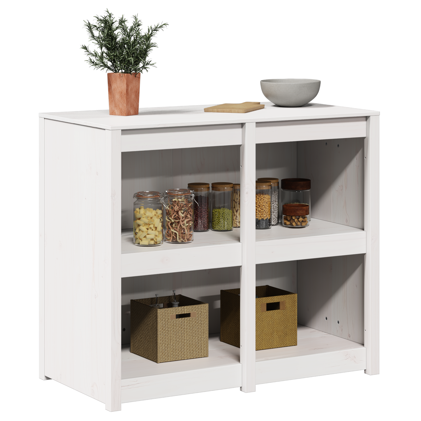 Keukenkast MEPPEL Warmwit 106 x 55 x 92 cm Massief grenenhout is nu te koop bij PeponiXL, paradijselijk wonen!