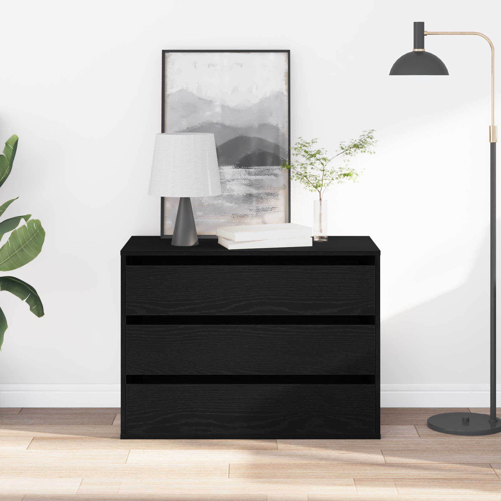 Ladenkast met lade Zwart 80 x 41 x 58 cm Bewerkt hout is nu te koop bij PeponiXL, paradijselijk wonen!