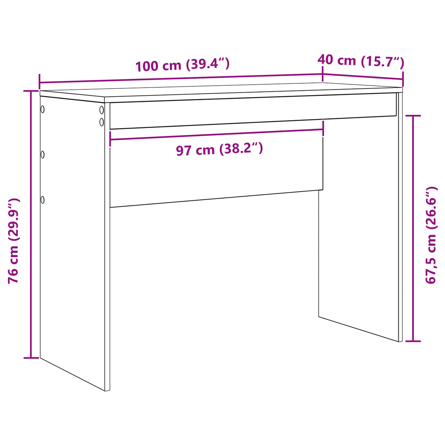 Bureau Wit 100 x 40 x 76 cm is nu te koop bij PeponiXL, paradijselijk wonen!