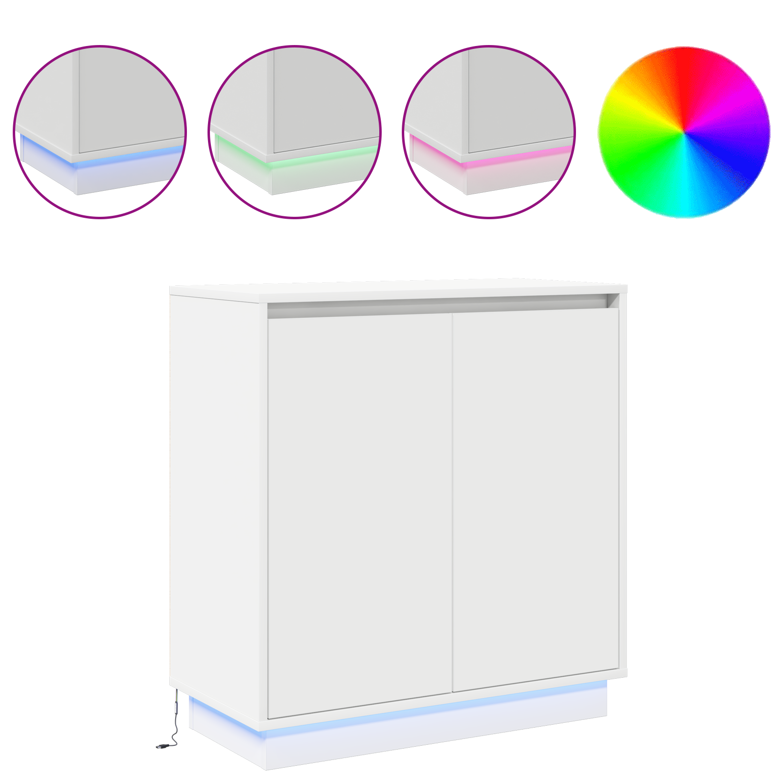 LED Sideboard voor Wit 71 x 34,5 x 75 cm Bewerkt hout is nu te koop bij PeponiXL, paradijselijk wonen!