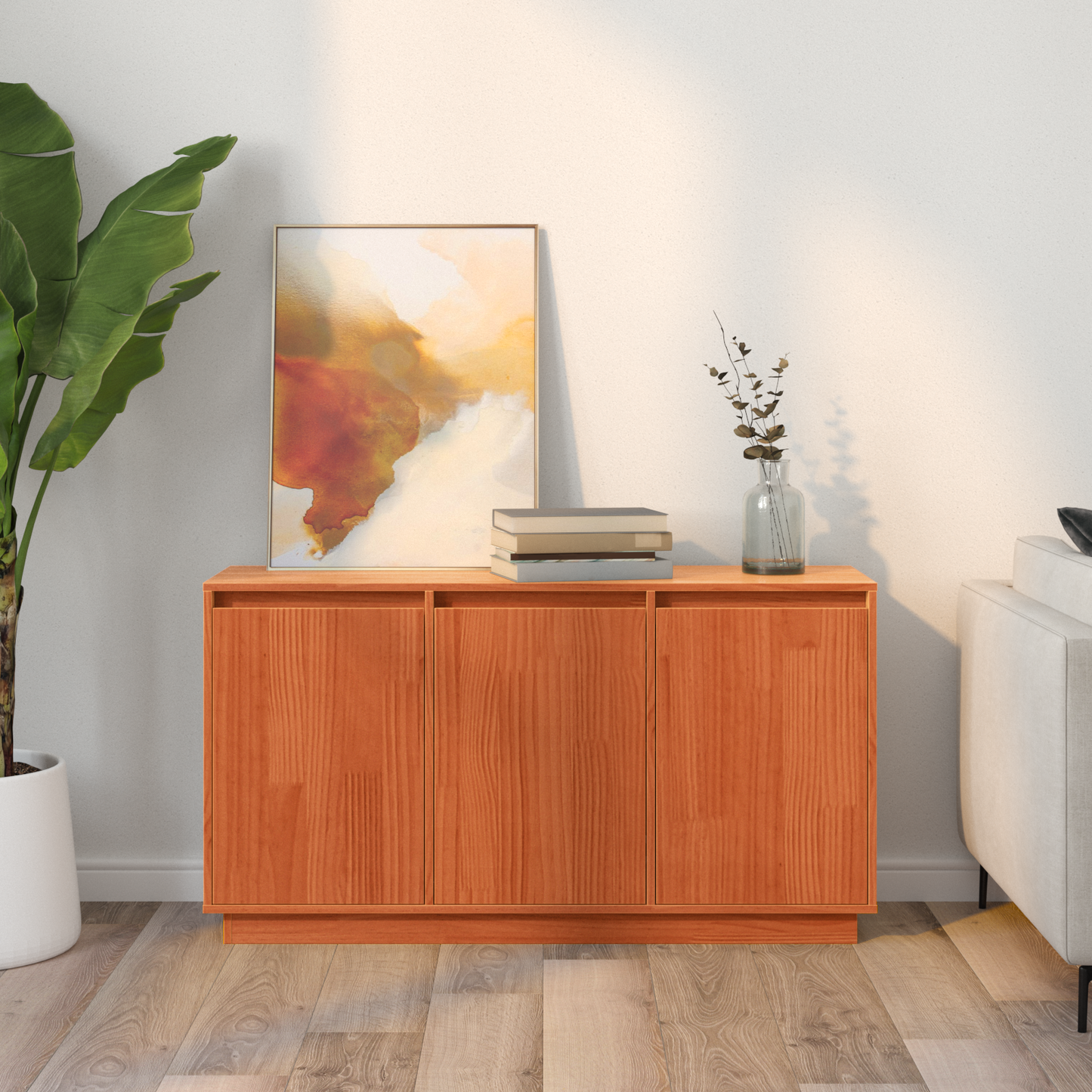 Dressoir Bruin Eiken 111 x 34 x 60 cm Massief grenenhout is nu te koop bij PeponiXL, paradijselijk wonen!