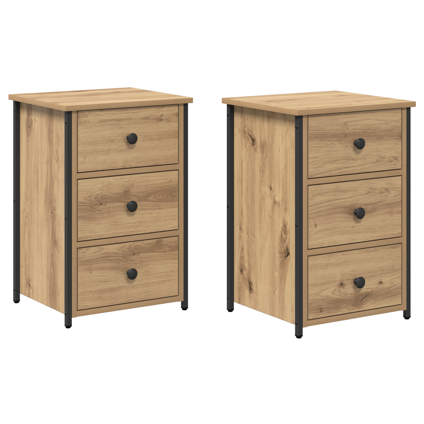 Nachtkastje 2 pcs Bruin 40 x 36 x 60 cm Massief Gerecycled Hout is nu te koop bij PeponiXL, paradijselijk wonen!