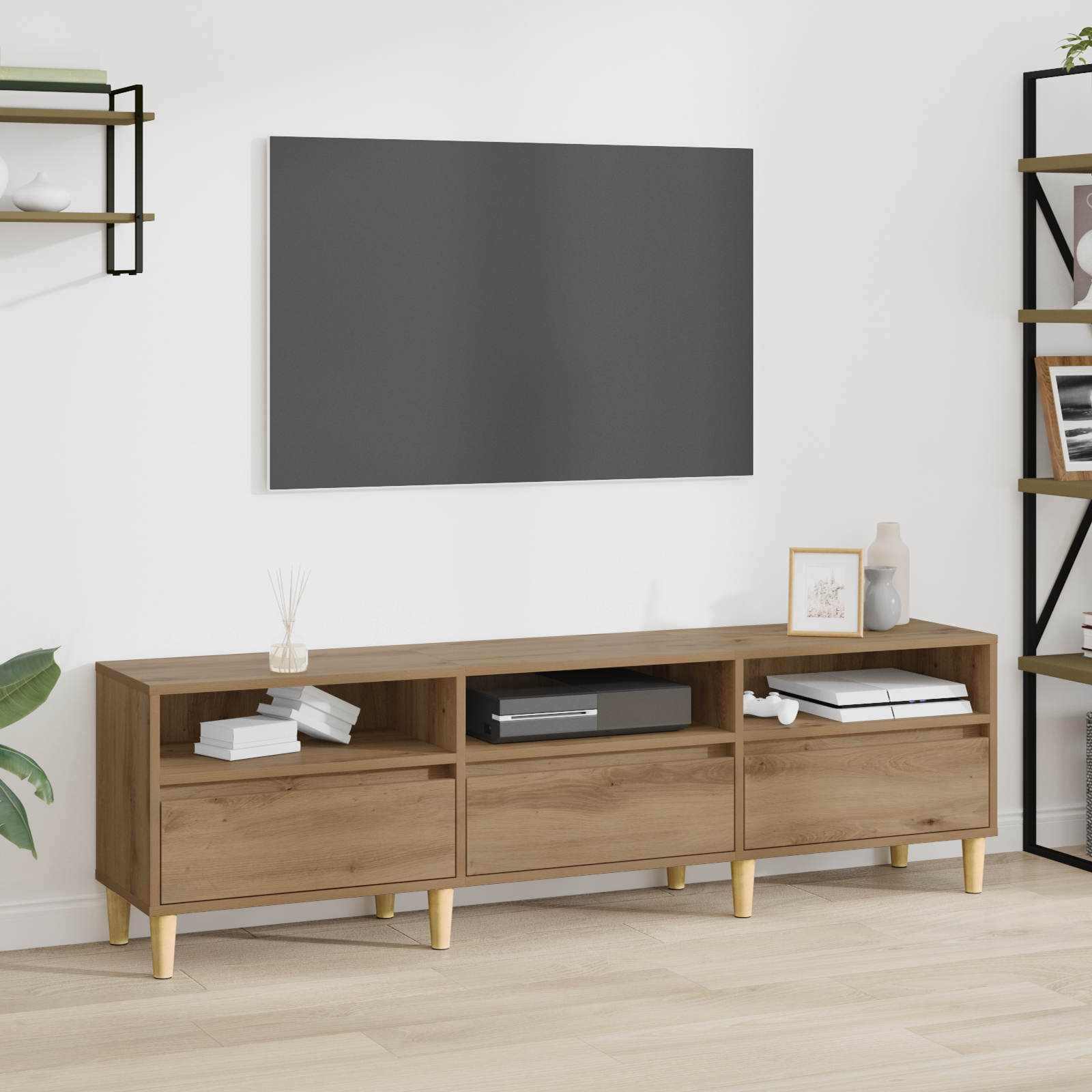 TV-kast met lade Artisan Eiken 150 x 30 x 45 cm Bewerkt hout is nu te koop bij PeponiXL, paradijselijk wonen!